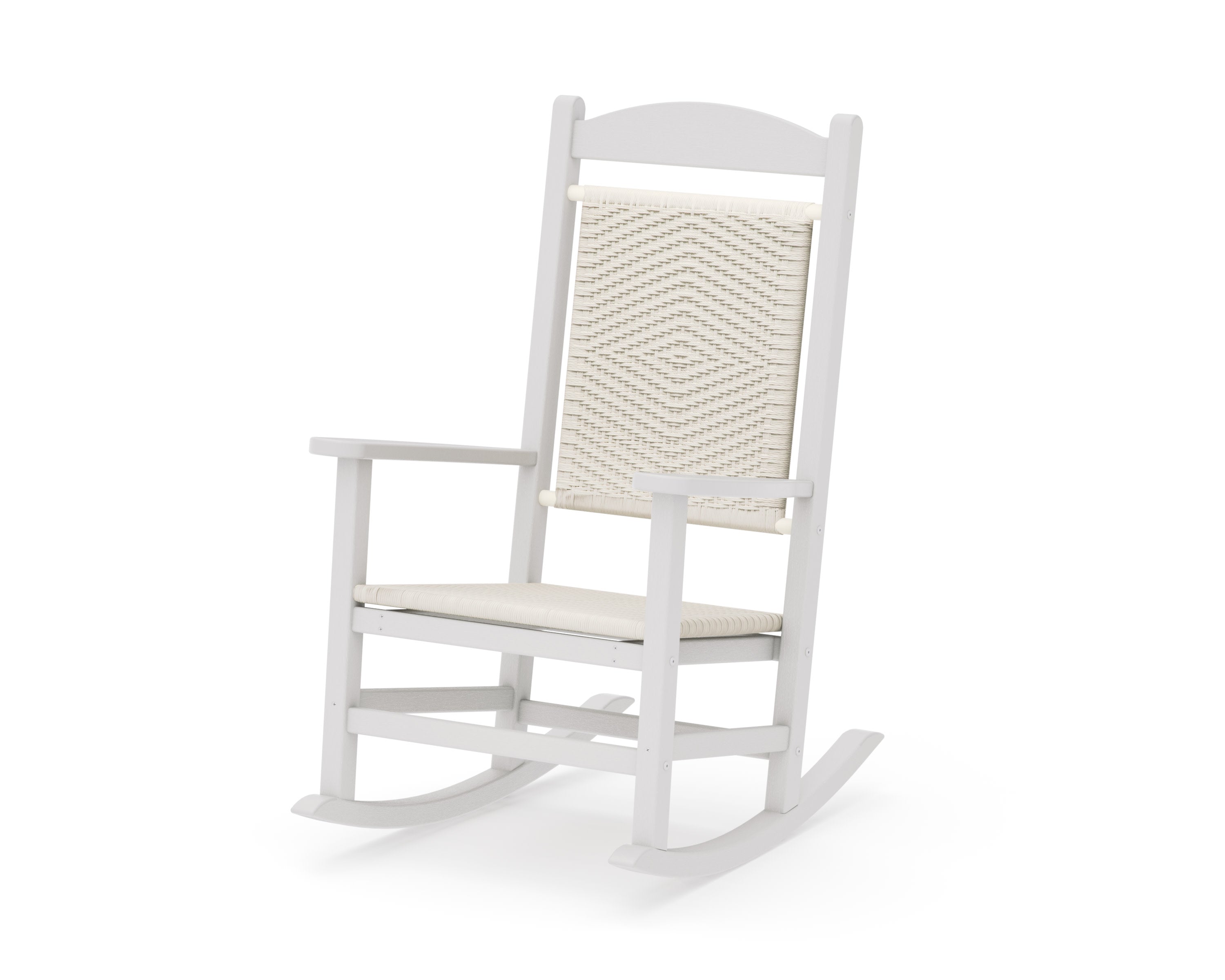 Presidential Woven Rocking Chair in Vintage White / White Loom