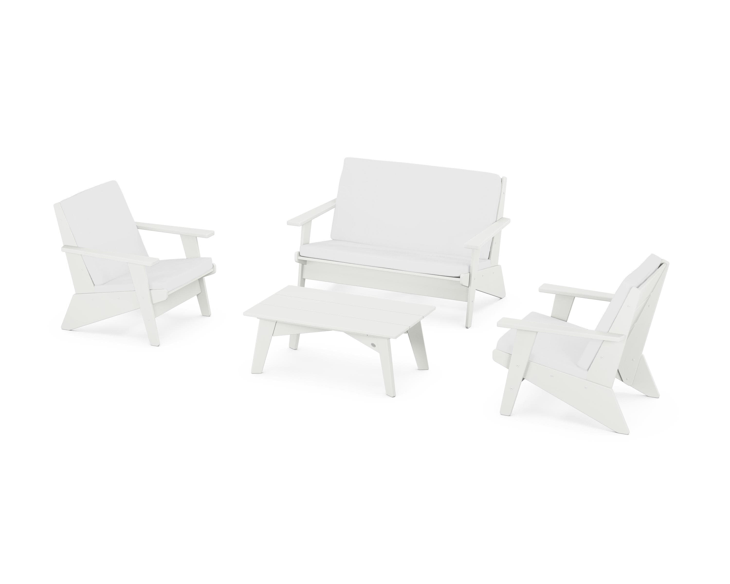 Riviera Modern Lounge 4-Piece Set in Vintage White / Natural