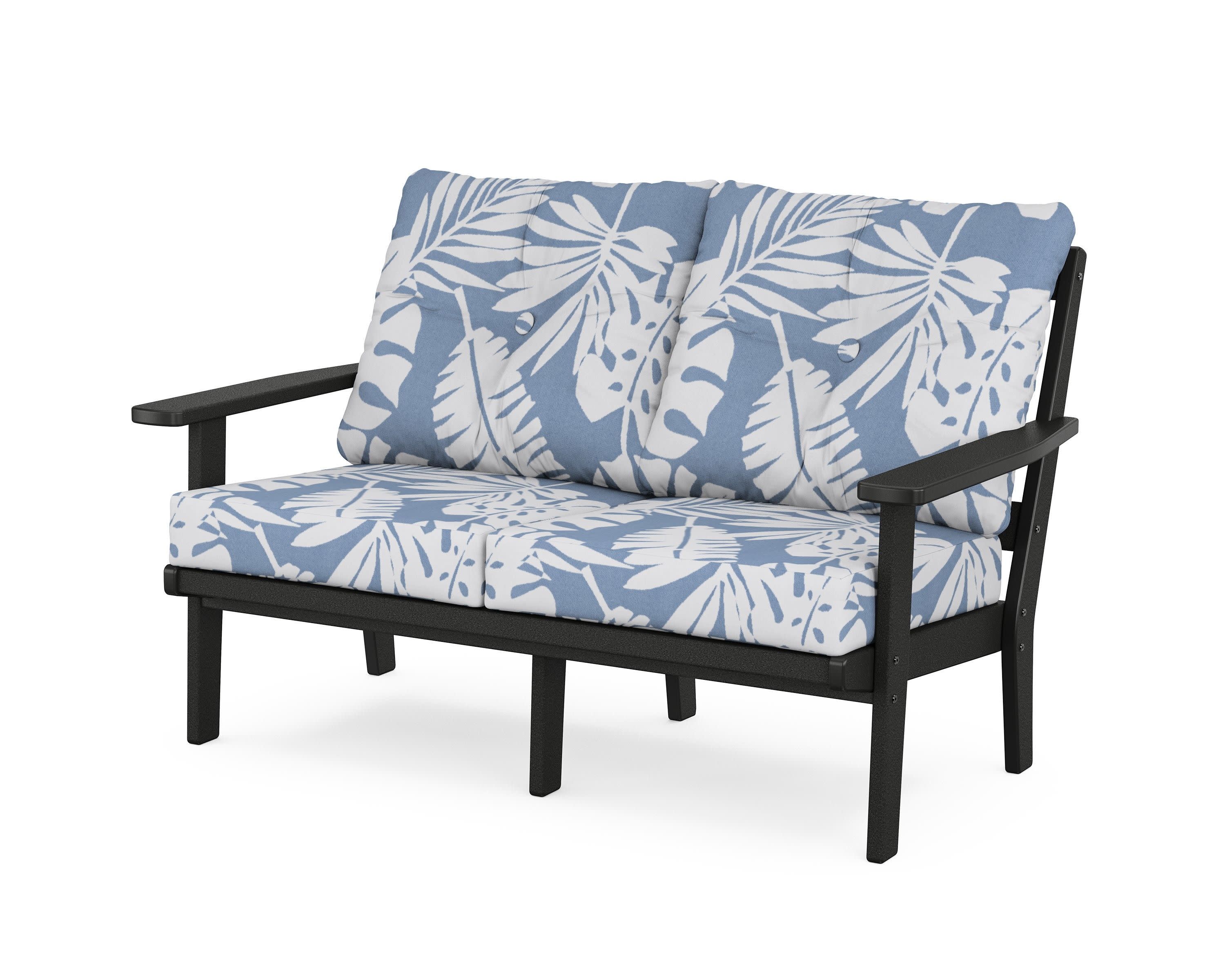 Oxford Deep SeatingLoveseat in Black / Leaf Sky Blue