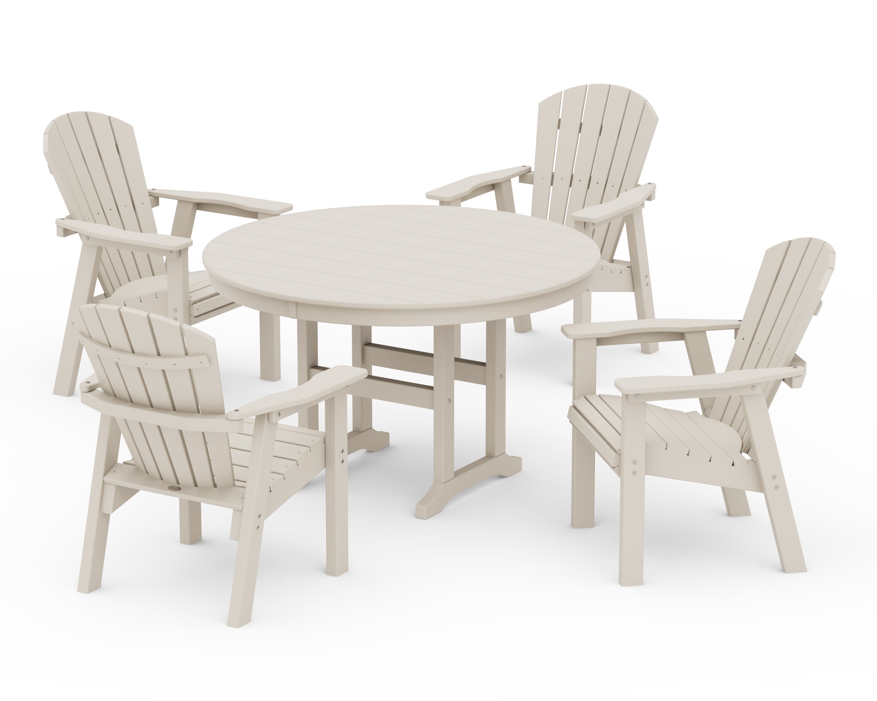 Seashell 5-Piece Round Farmhouse Dining Set in Sand
