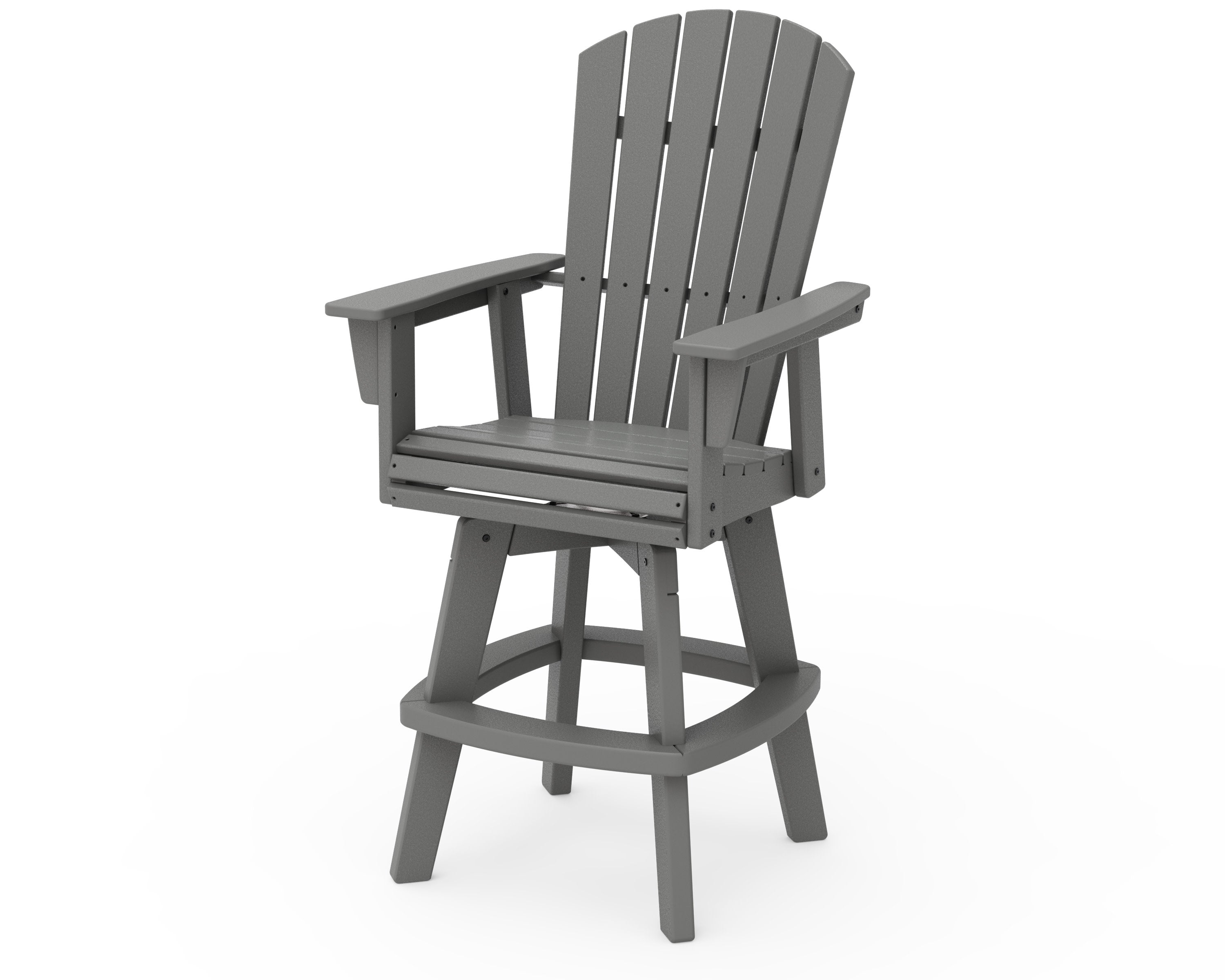 Nautical Curveback Adirondack Swivel Bar Chair in Slate Grey