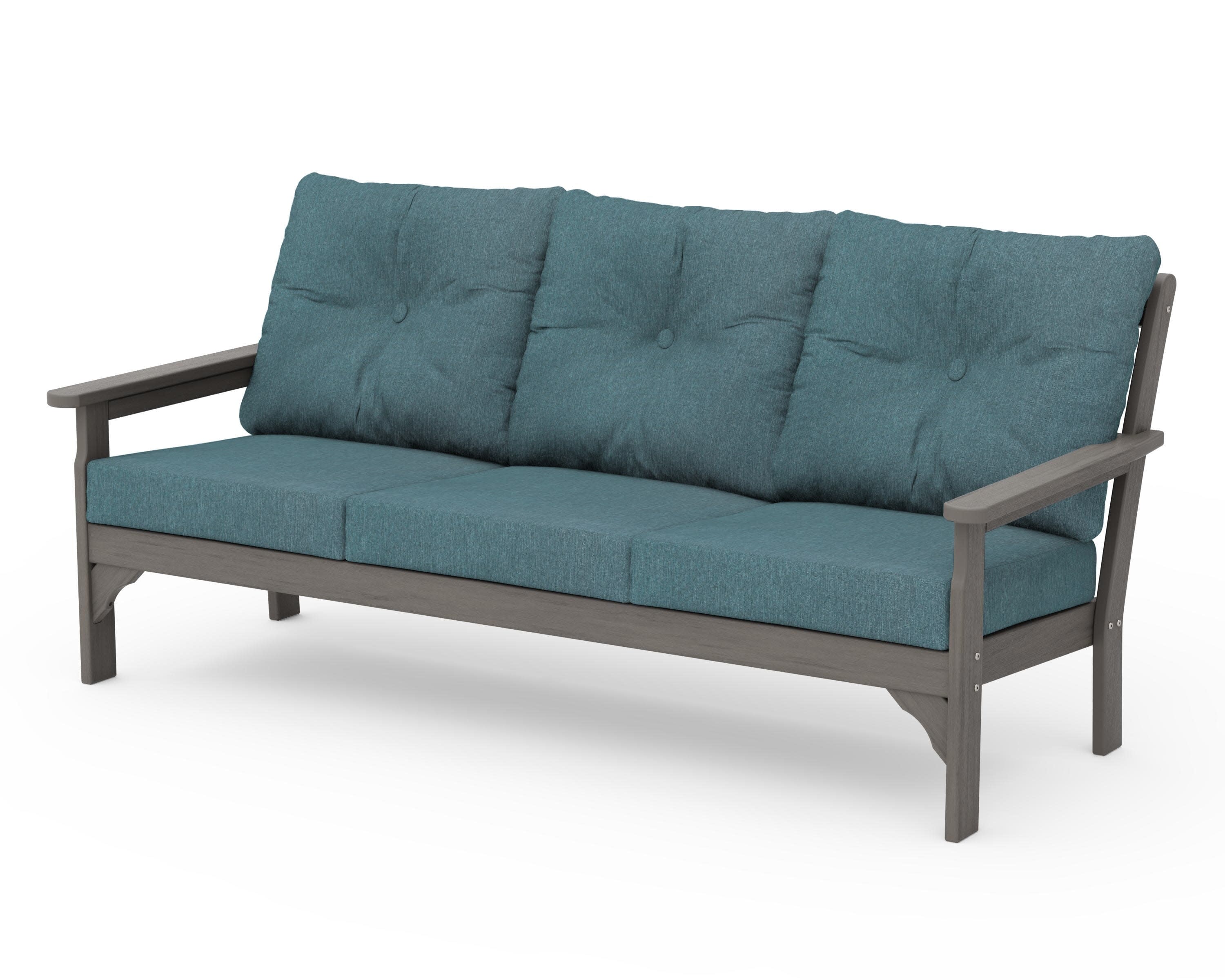 Vineyard Deep Seating Sofa in Driftwood / Ocean Teal