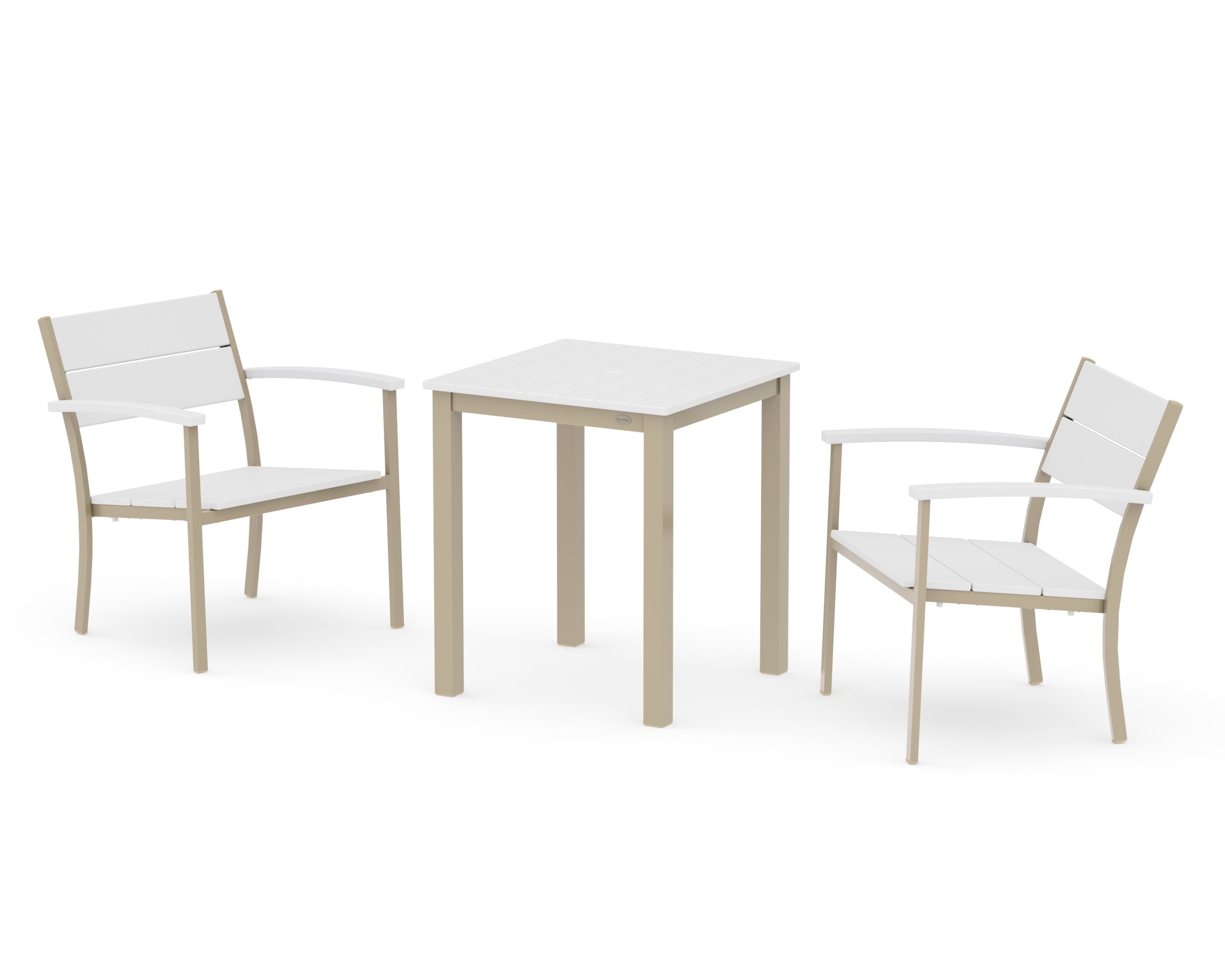 Main Street 3-Piece Square Dining Set in Sand / White