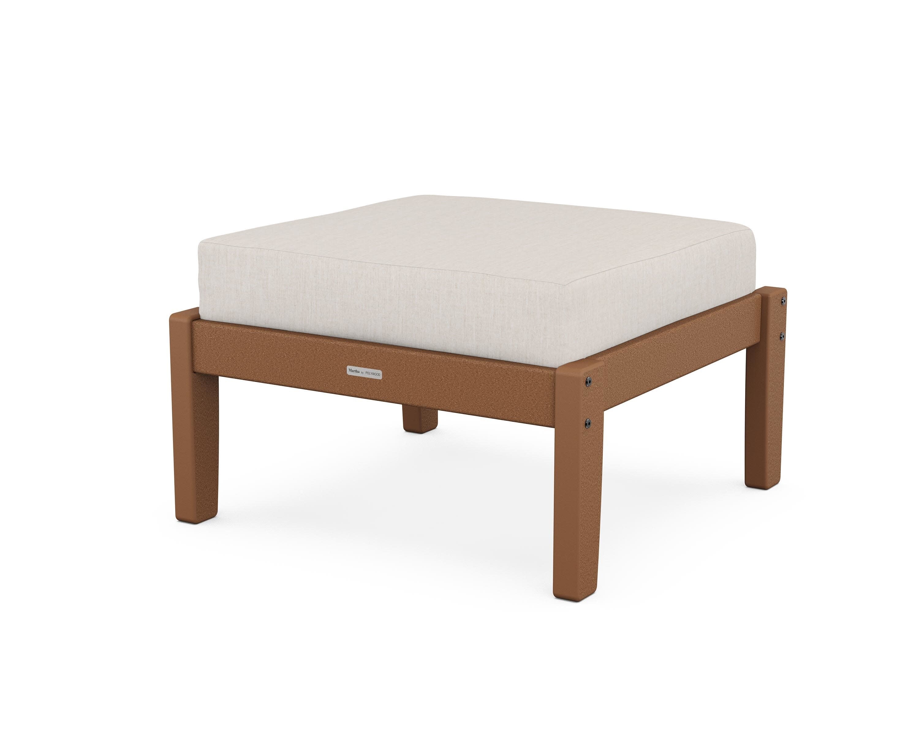 Chinoiserie Deep Seating Ottoman in Teak / Cast Ash