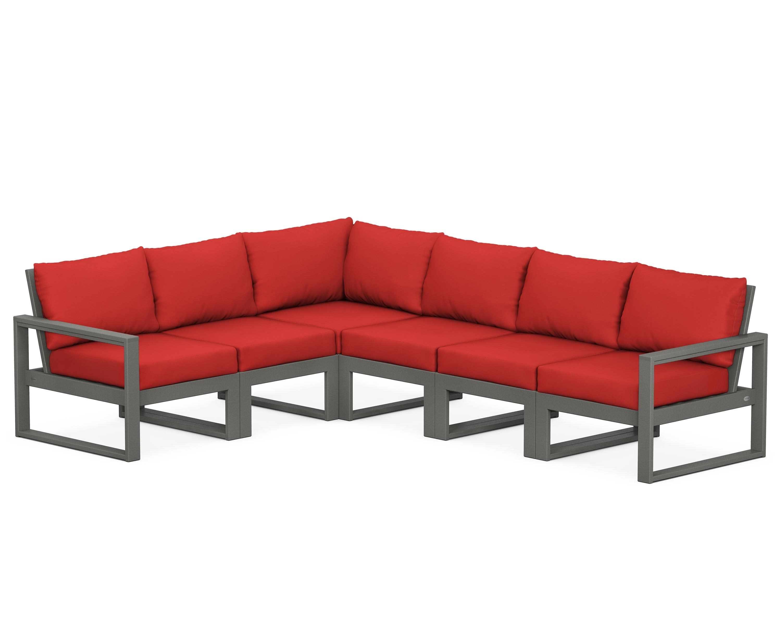 EDGE 6-Piece Modular Deep Seating Set in Slate Grey / Crimson Linen