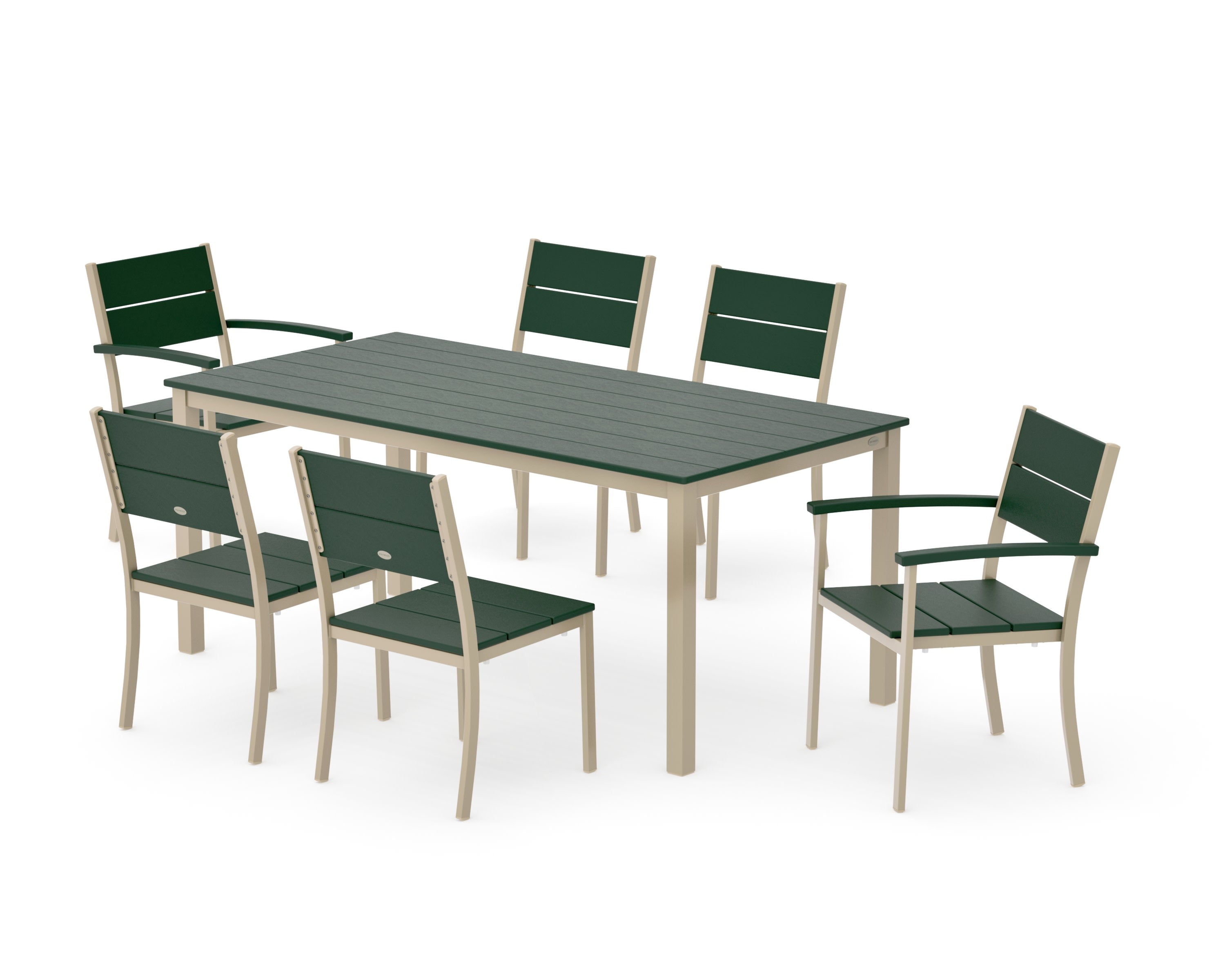 Main Street 7-Piece Dining Set in Sand / Green