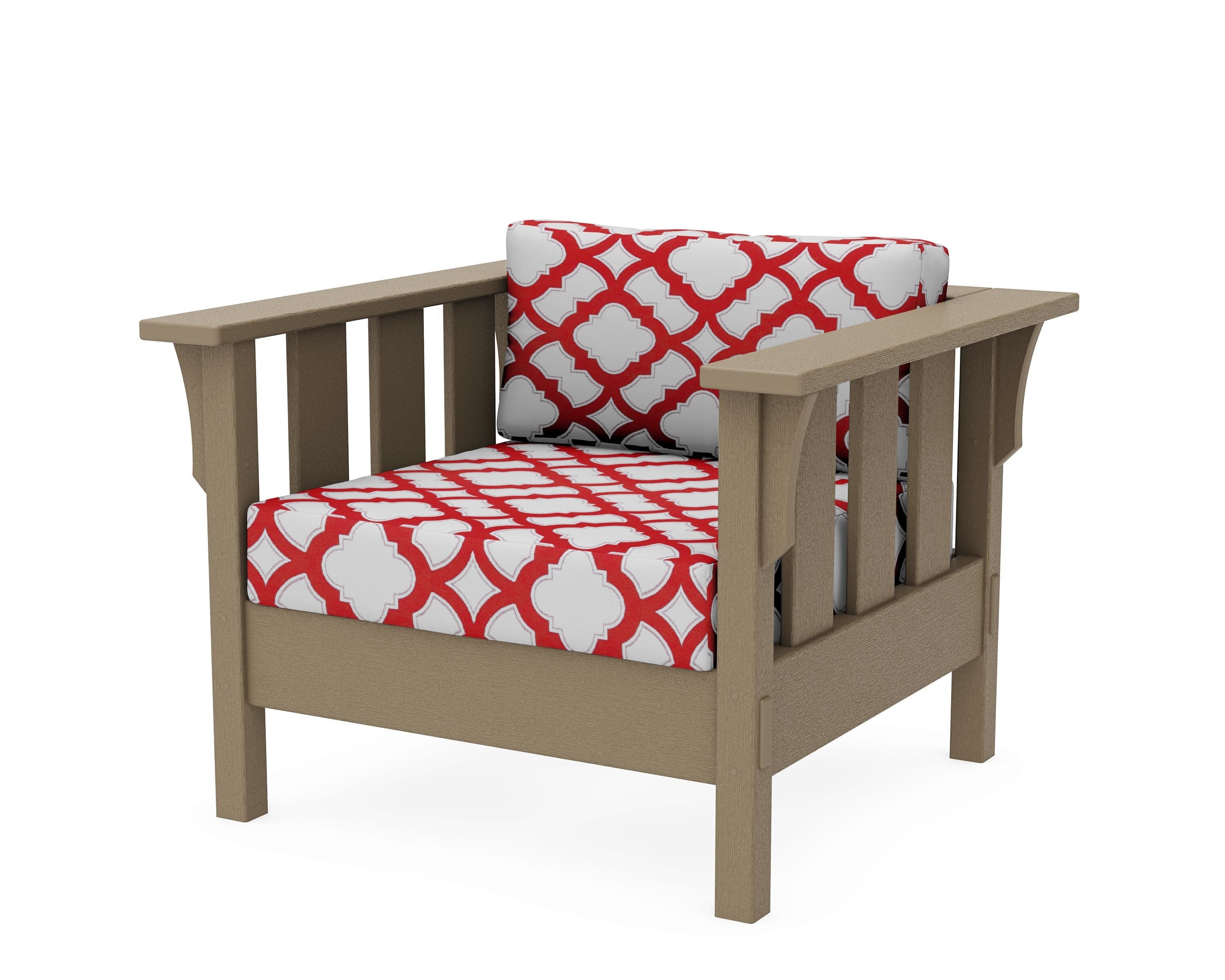 Acadia Deep Seating Chair in Vintage Sahara / Trellis Crimson