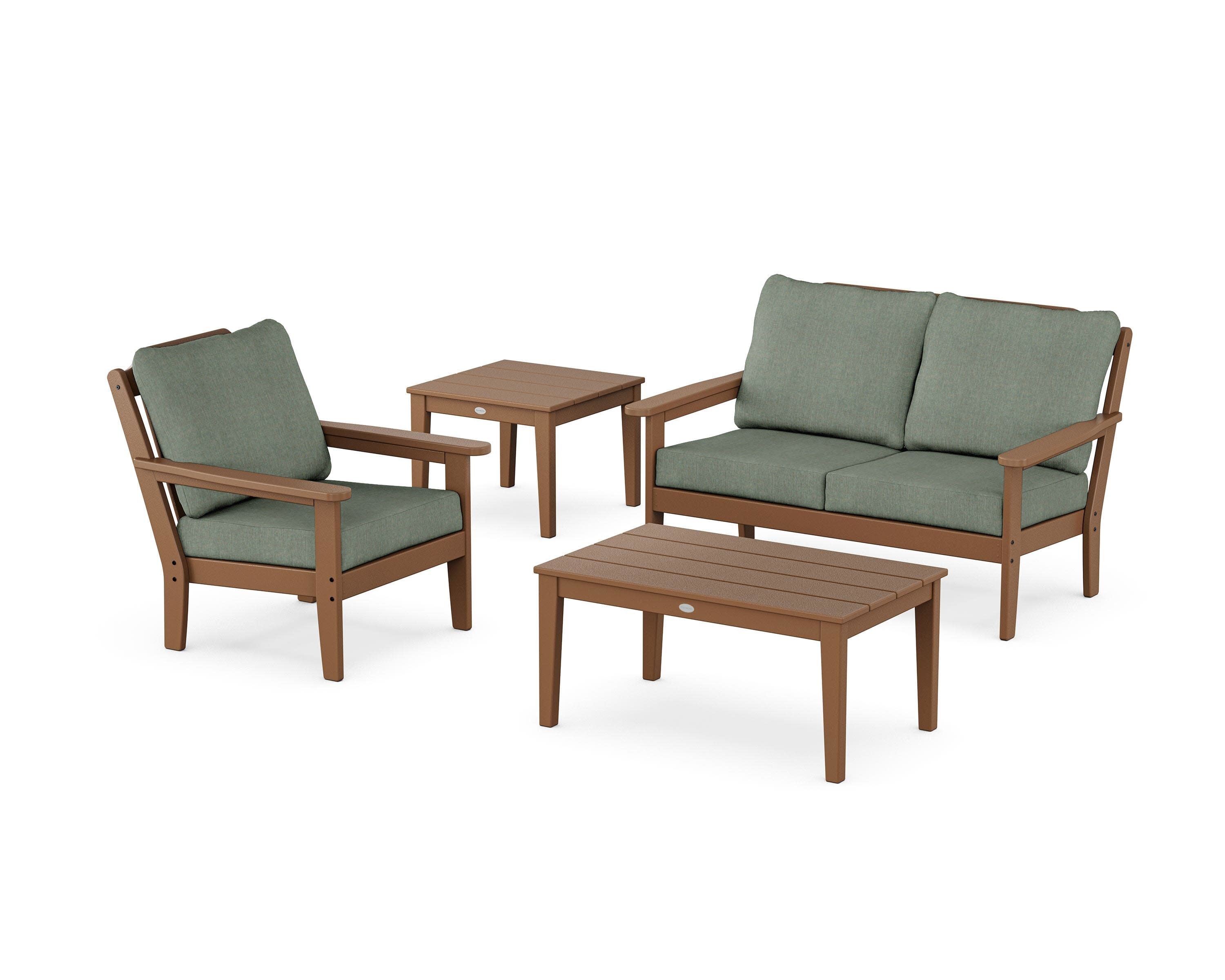 Wovendale 4-Piece Deep Seating Set in Teak / Cast Sage