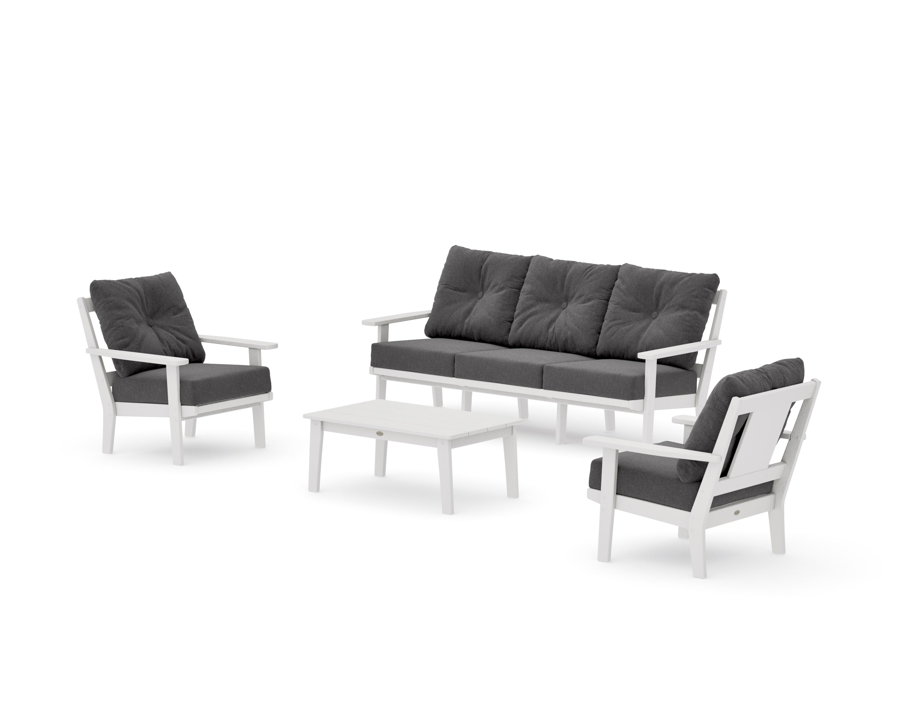 Prairie 4-Piece Deep Seating Set with Sofa in Vintage White / Ash Charcoal