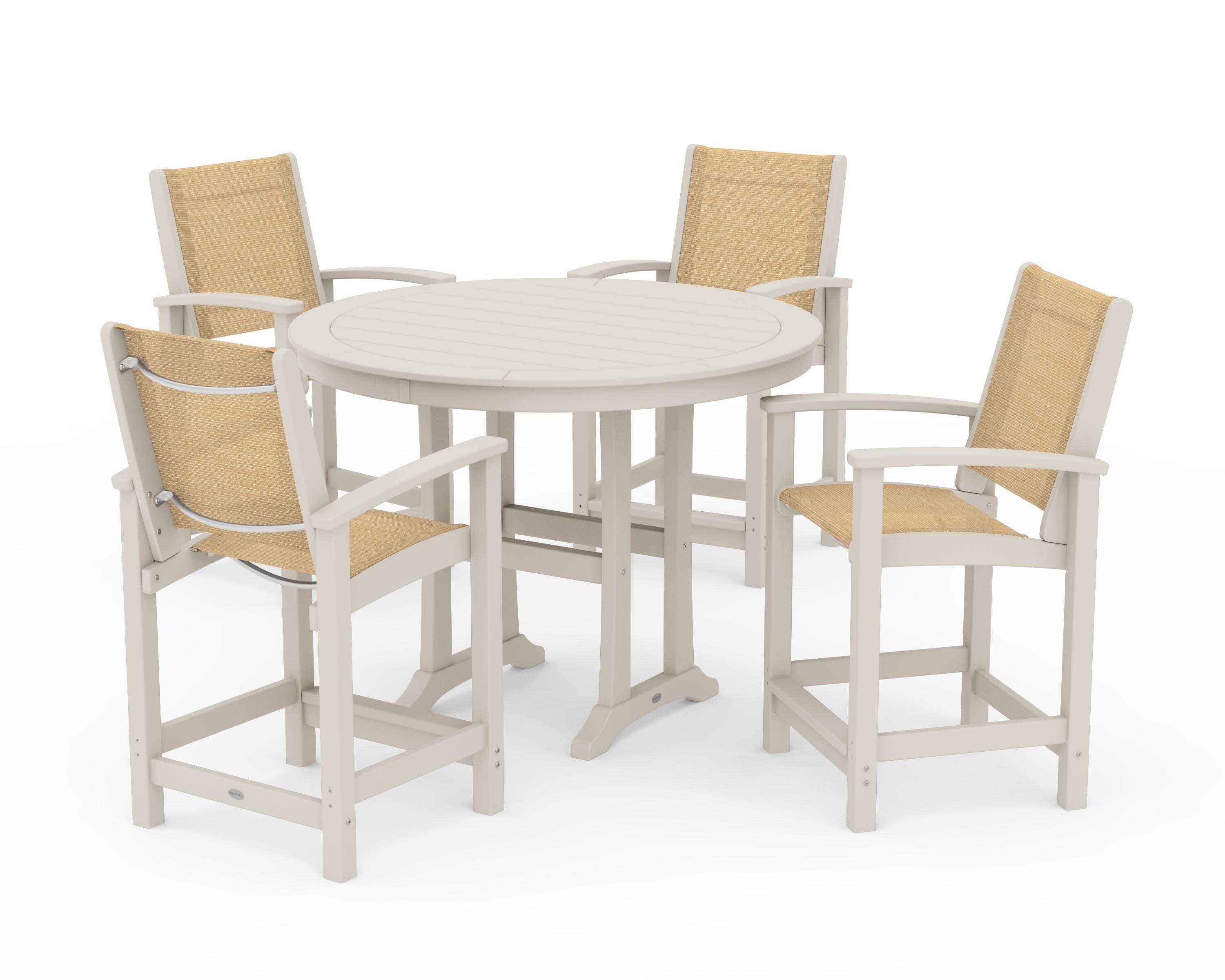 Coastal 5-Piece Counter Set in Sand / Dupioni Apricot Sling