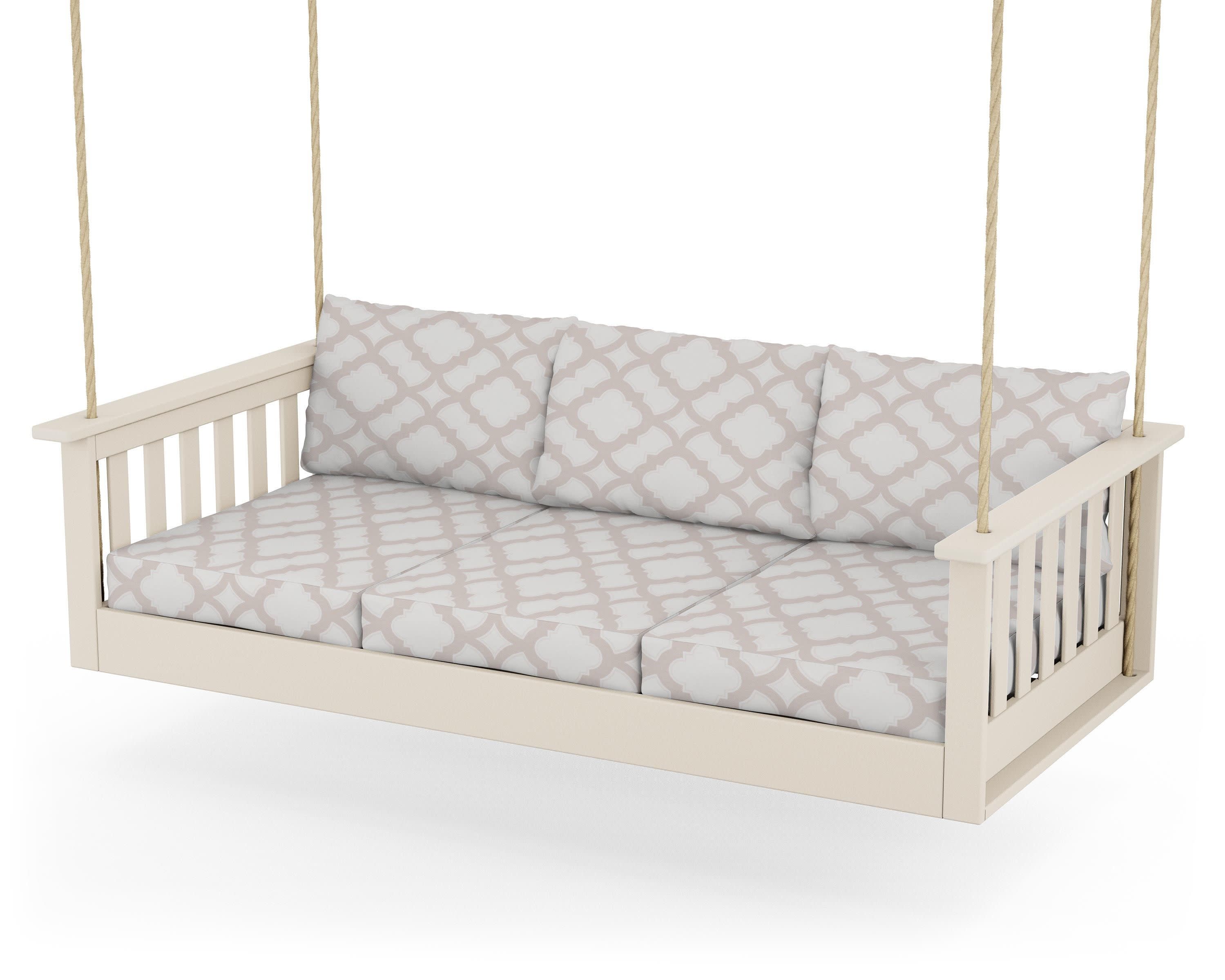 Vineyard Daybed Swing in Sand / Trellis Dune Burlap