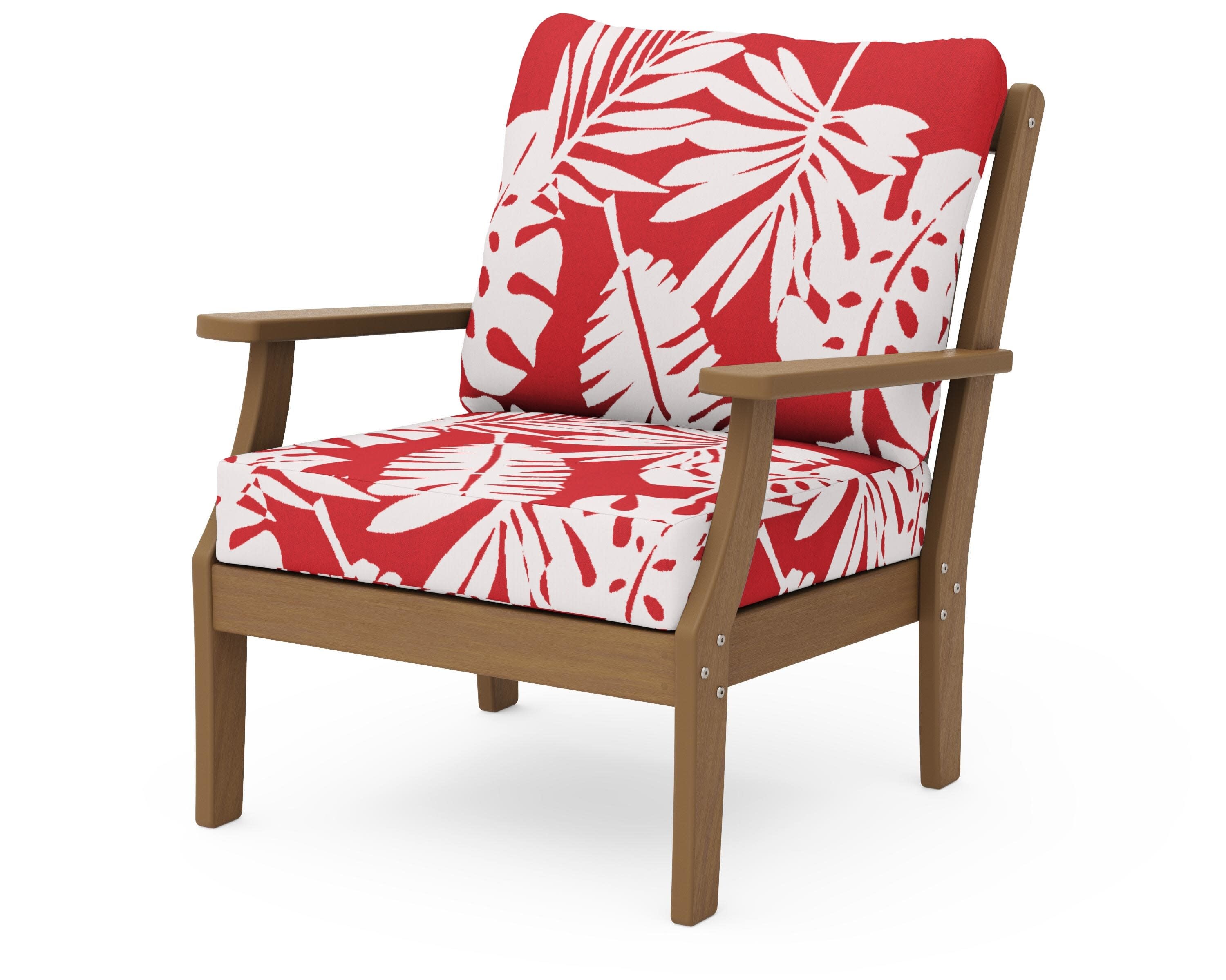 Braxton Deep Seating Chair in Natural / Leaf Crimson