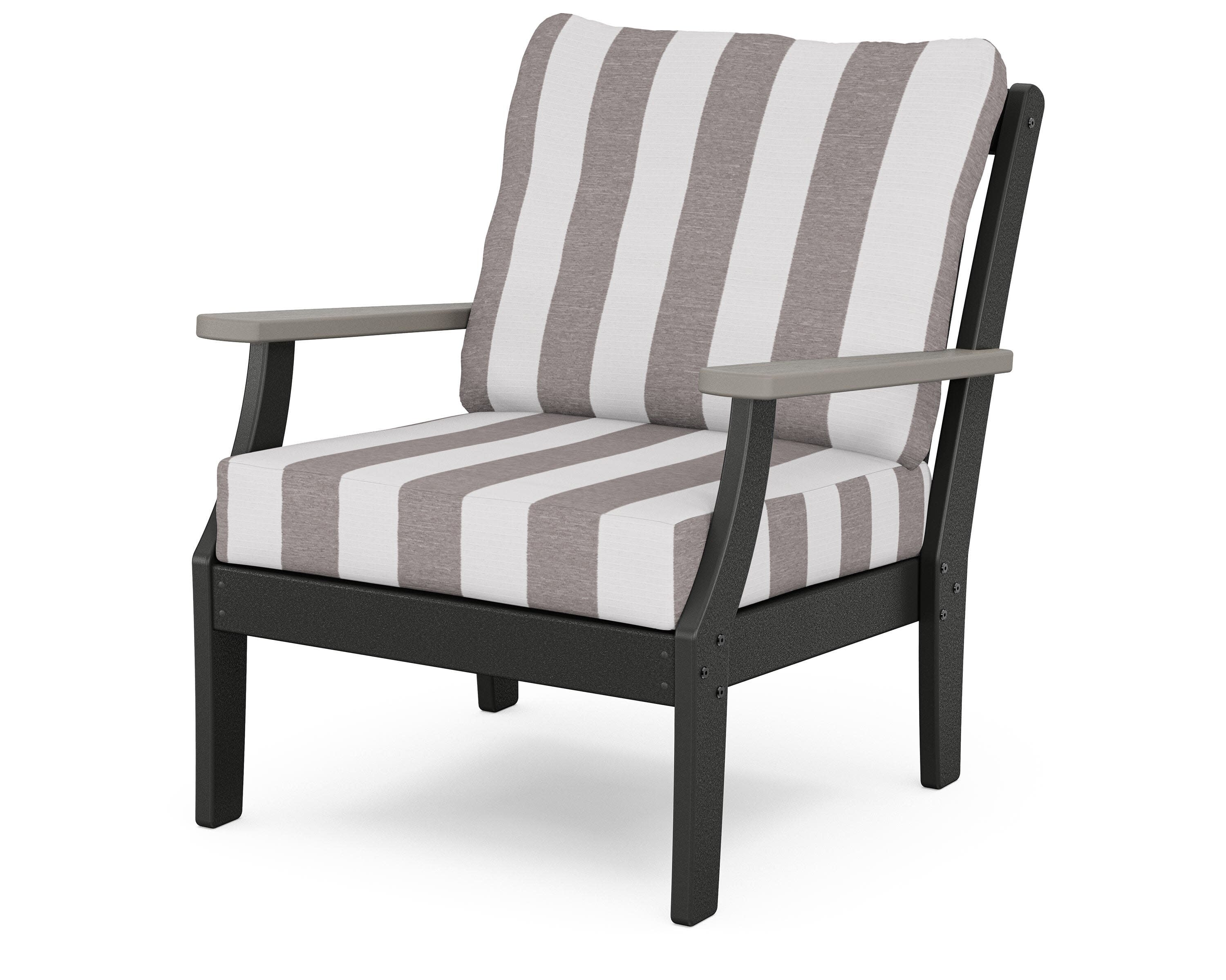Braxton Deep Seating Chair in Black / Driftwood / Cabana Stripe Grey Mist