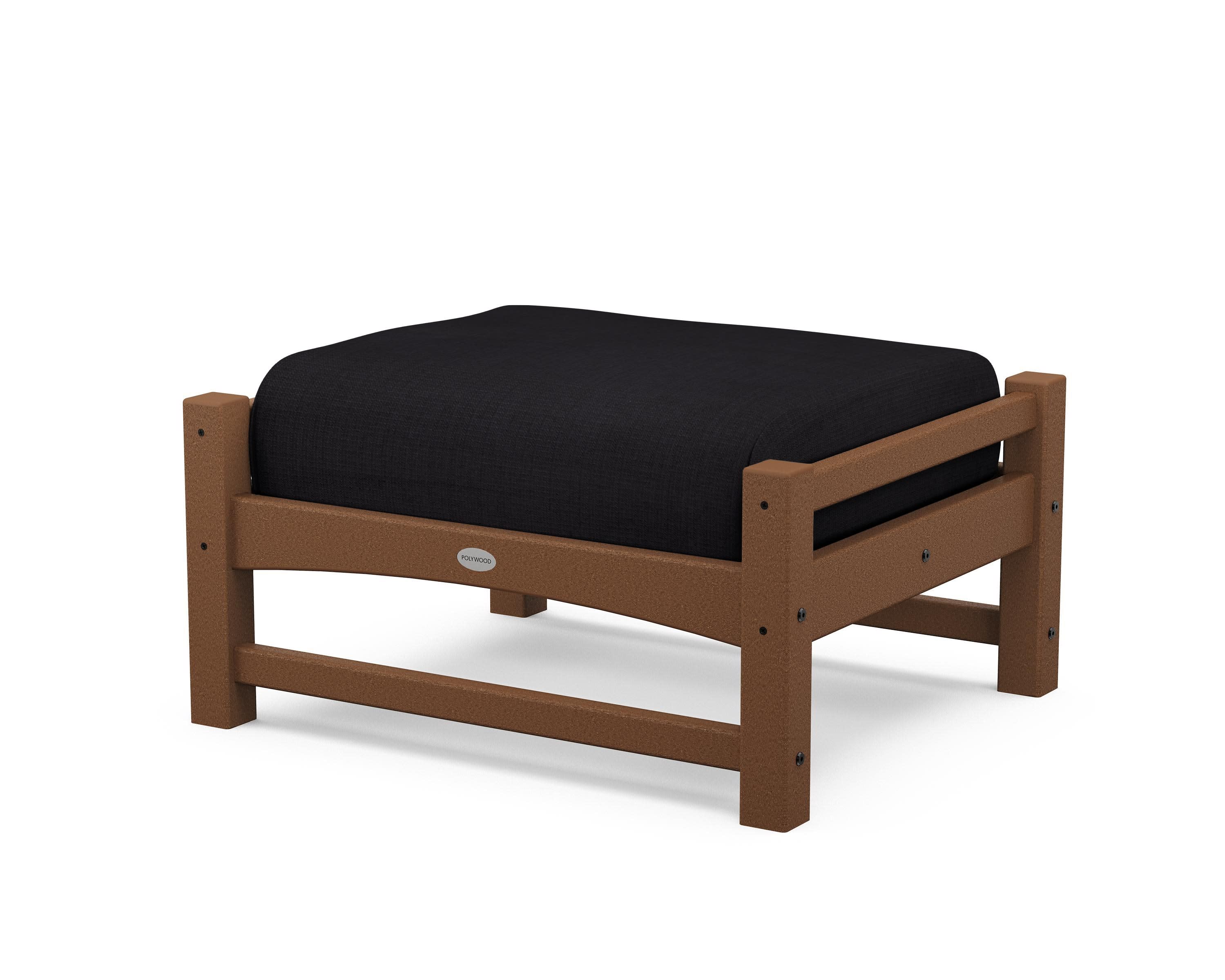 Club Ottoman in Teak / Midnight Linen