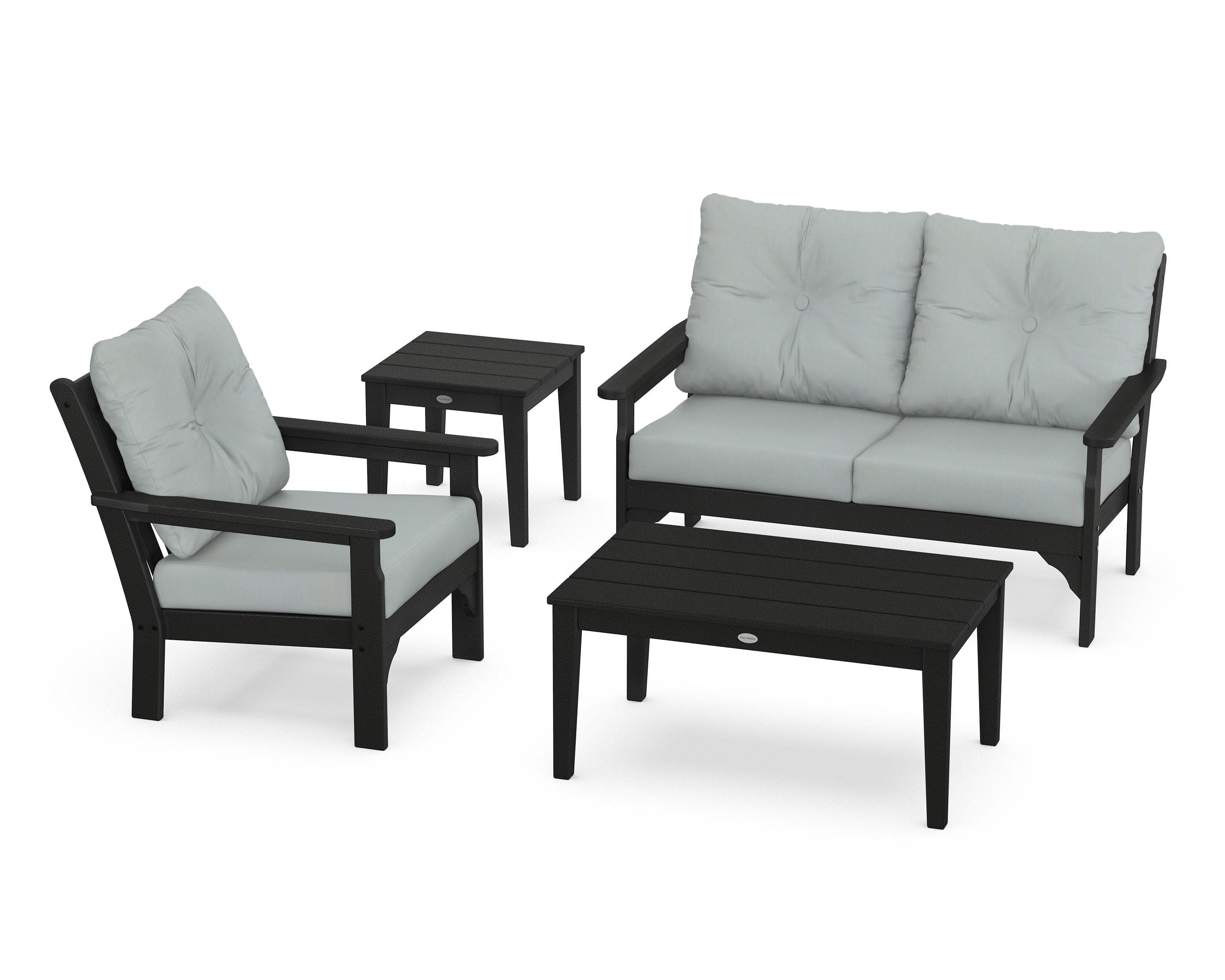 Vineyard 4-Piece Deep Seating Set in Black / Spa
