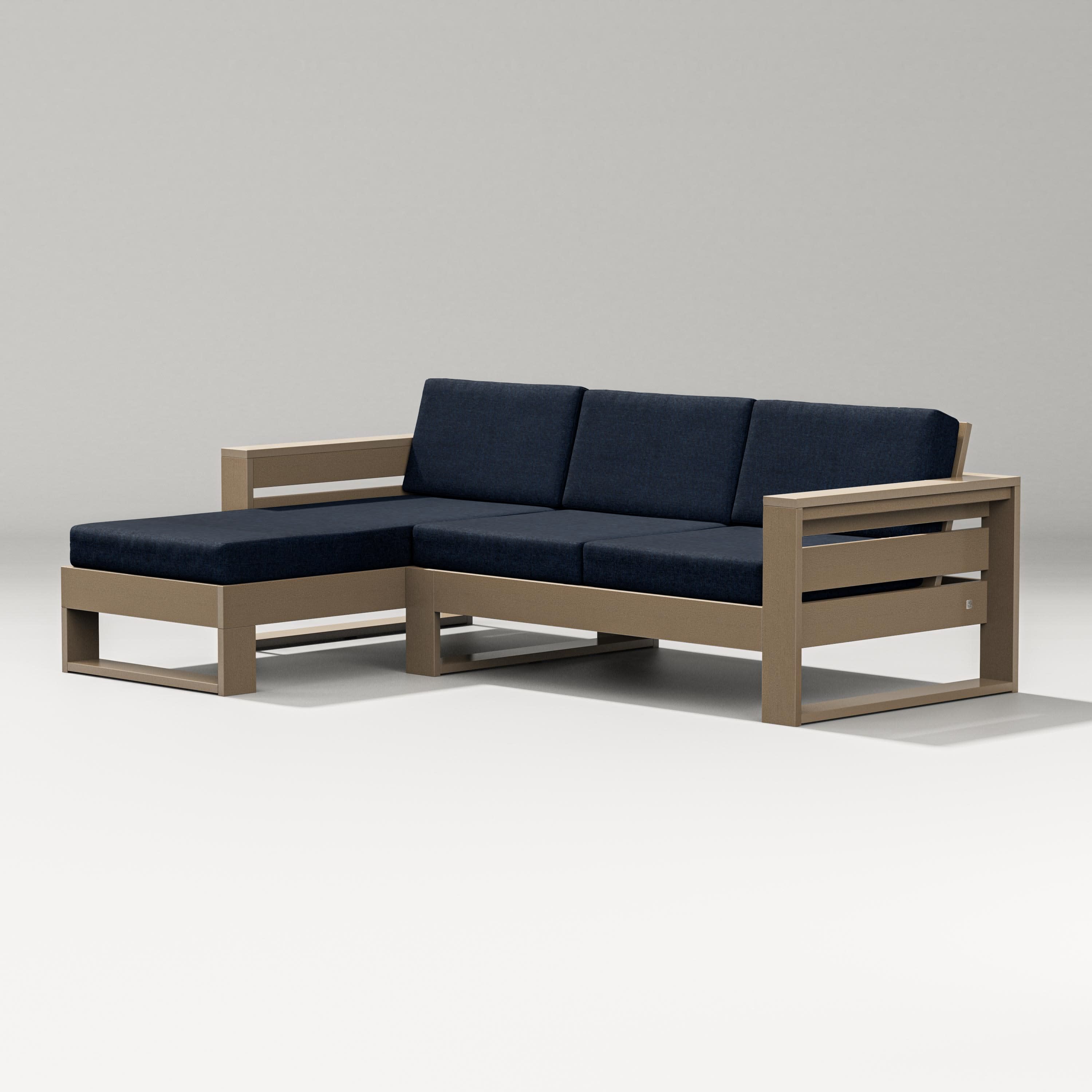 Latitude Left Chaise Sectional in Vintage Sahara / Marine Indigo