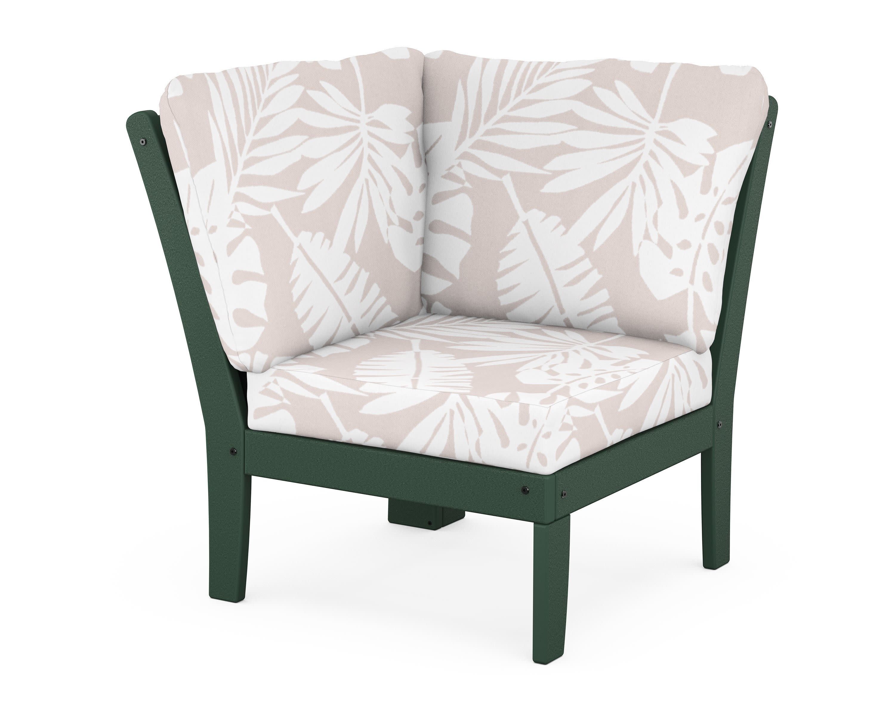 Braxton Modular Corner Chair in Green / Leaf Dune Burlap