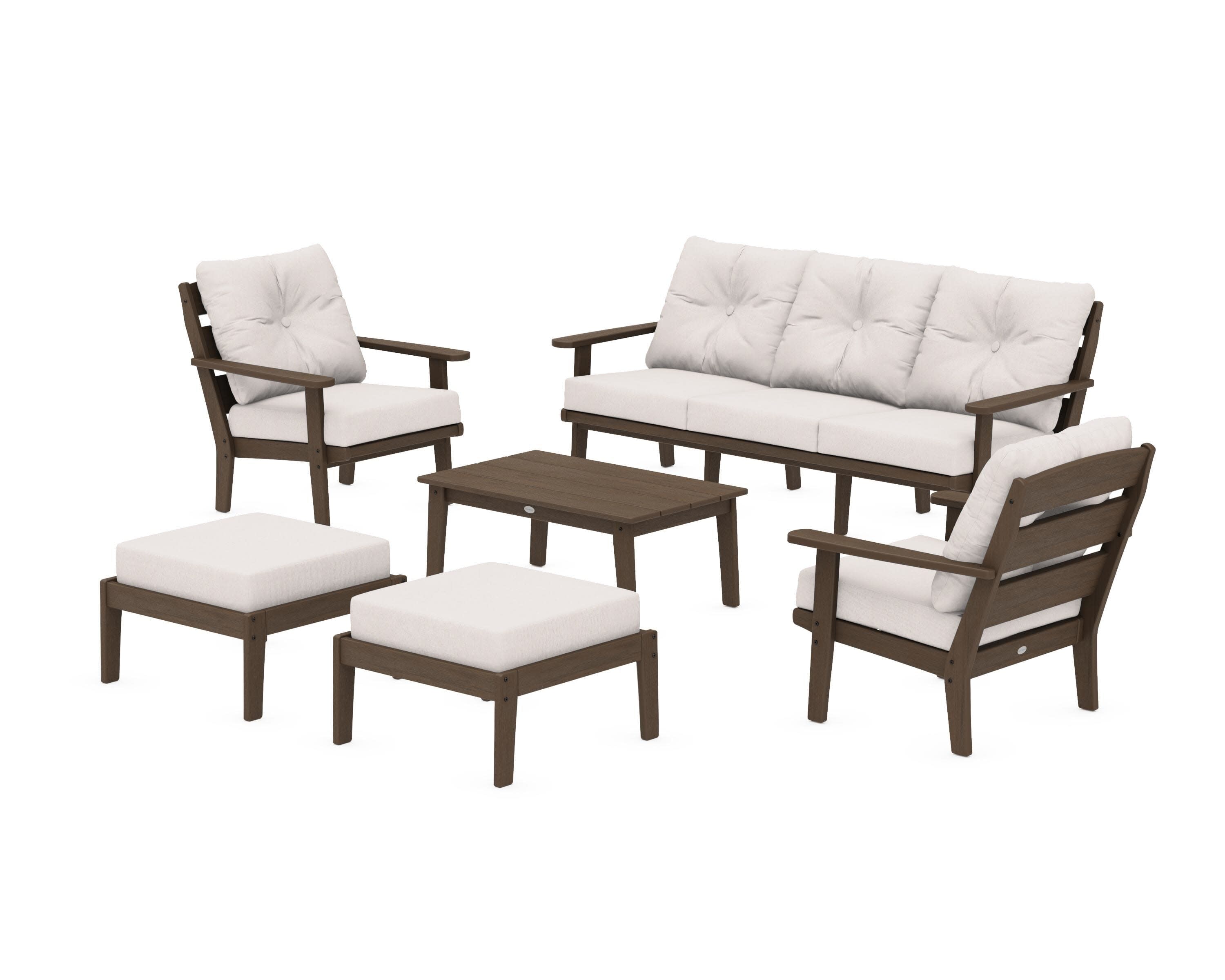 Lakeside 6-Piece Lounge Sofa Set in Kona / Dune Burlap