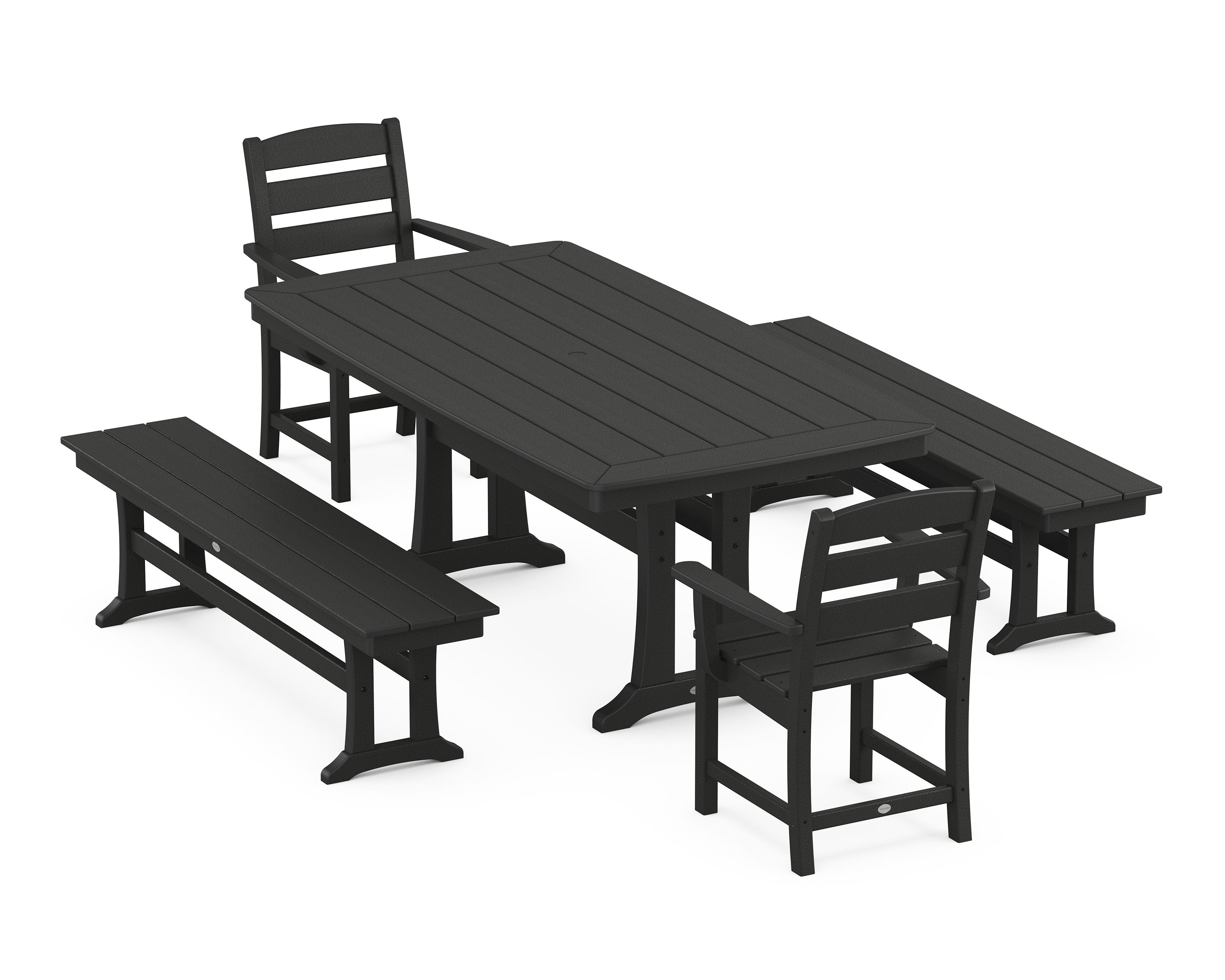 Lakeside 5-Piece Dining Set with Trestle Legs in Black