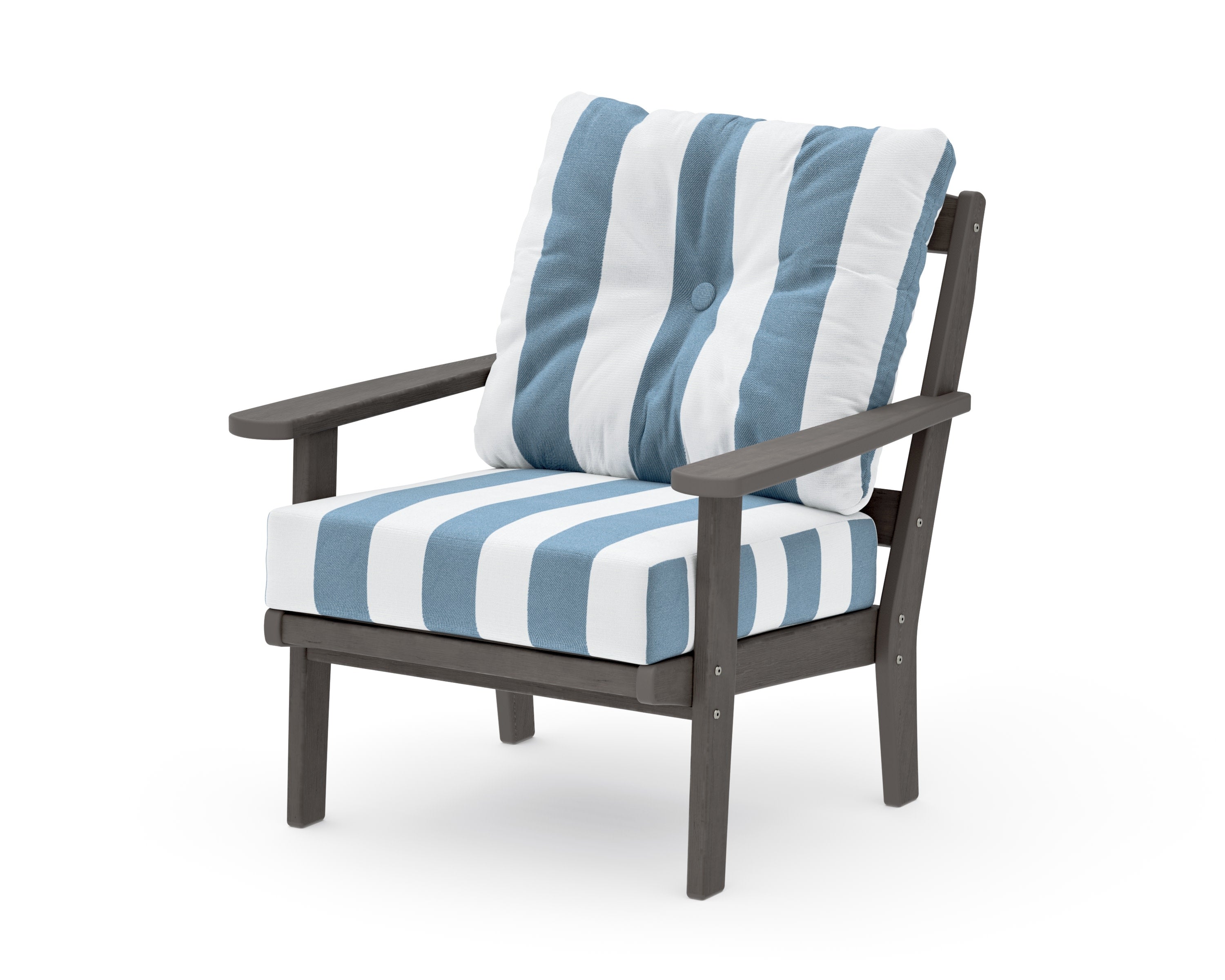 Mission Deep Seating Chair in Driftwood / Cabana Stripe Sky Blue