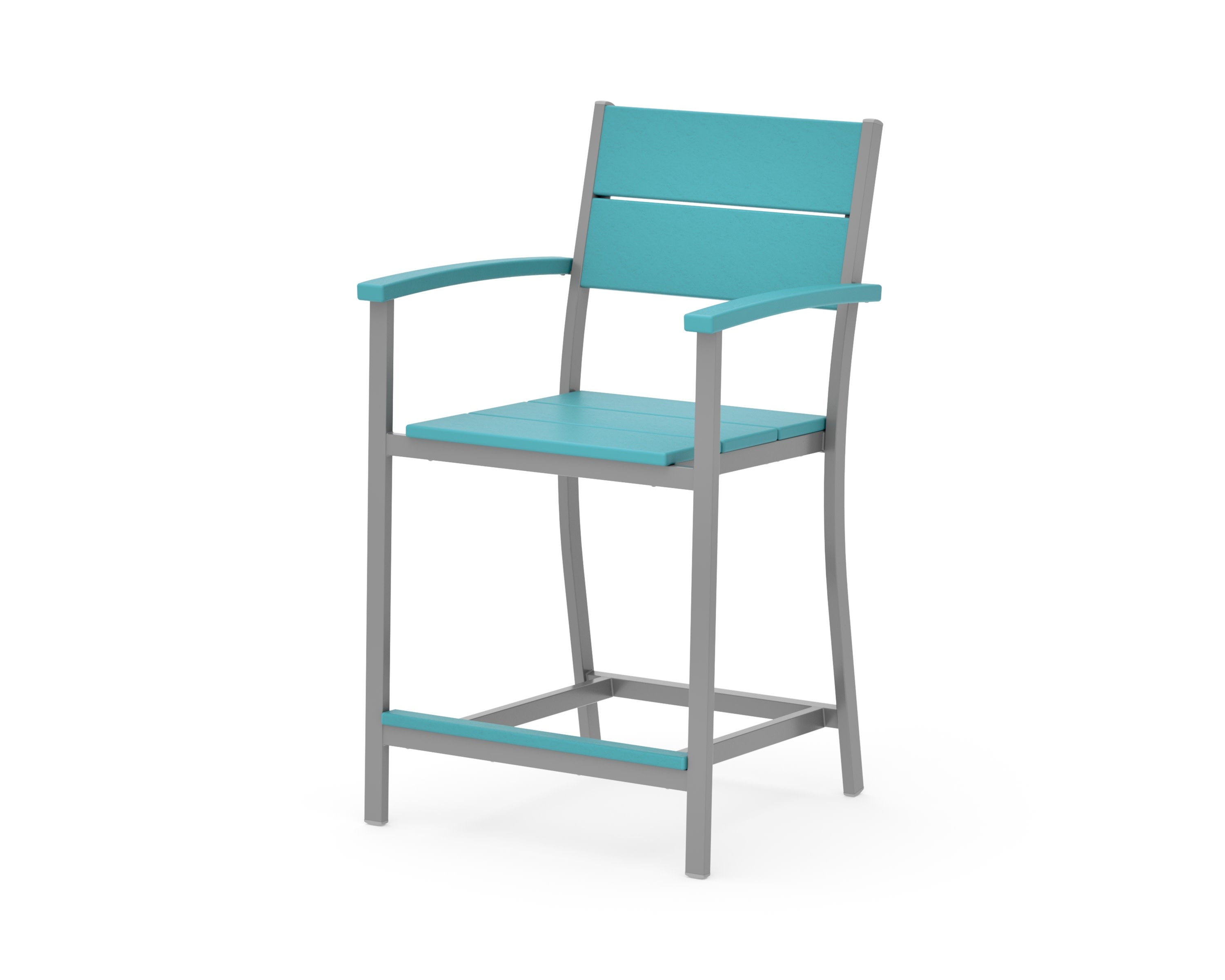 Main Street Counter Arm Chair in Silver / Aruba