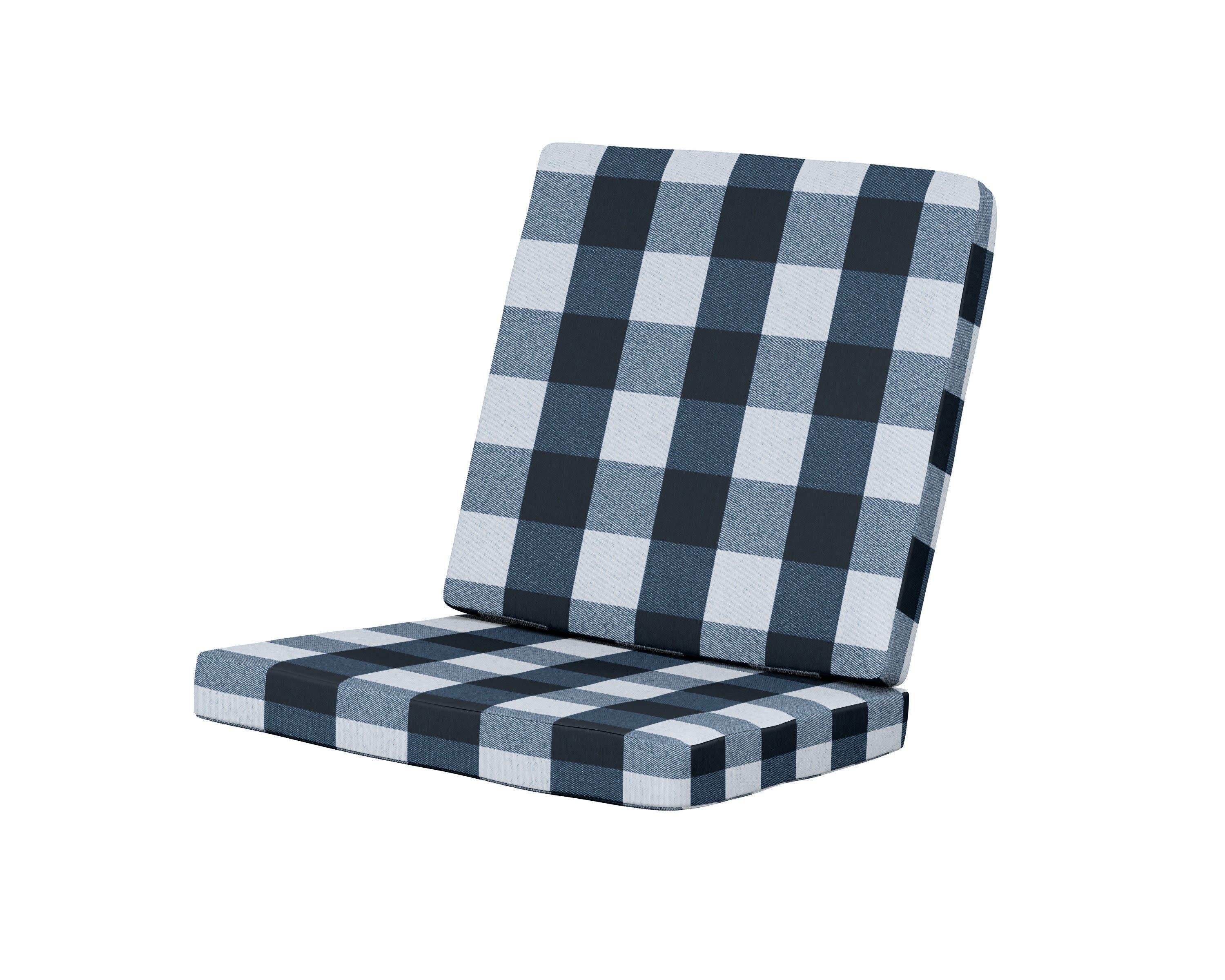 Modern Chair Cushion in Buffalo Plaid Marine Indigo