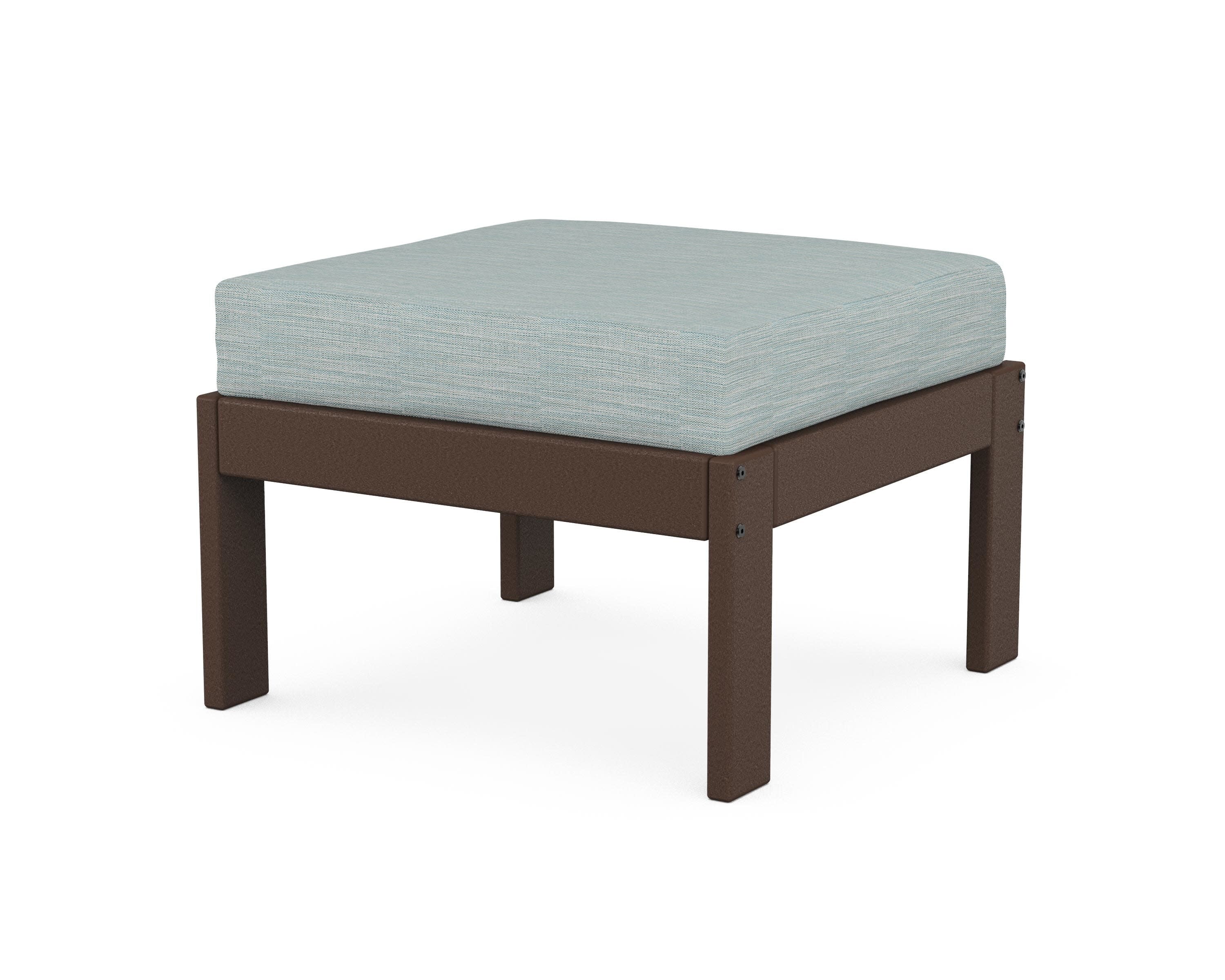 Vineyard Modular Ottoman in Mahogany / Soothe Mist