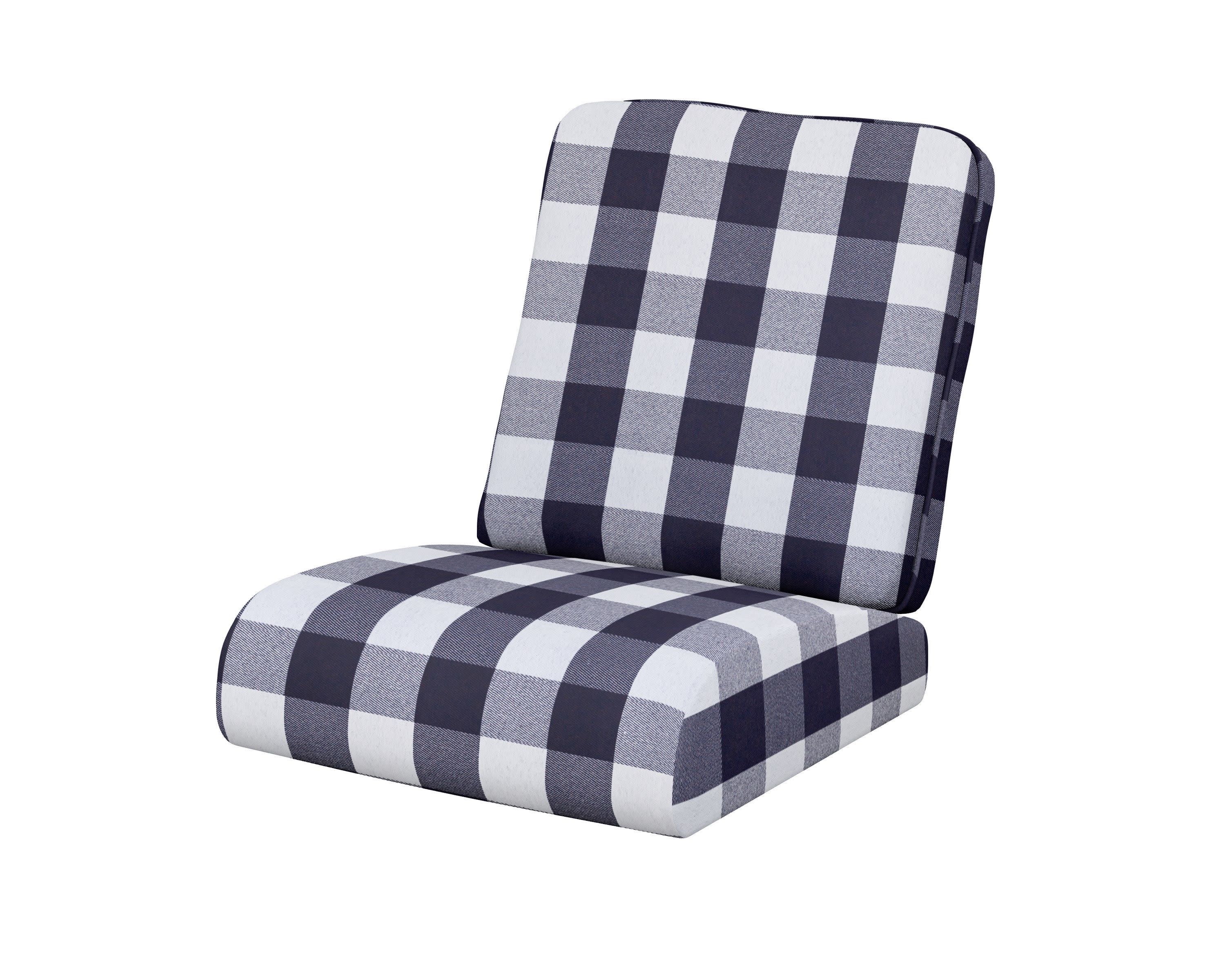 Club Seat/Back Cushion in Buffalo Plaid Navy