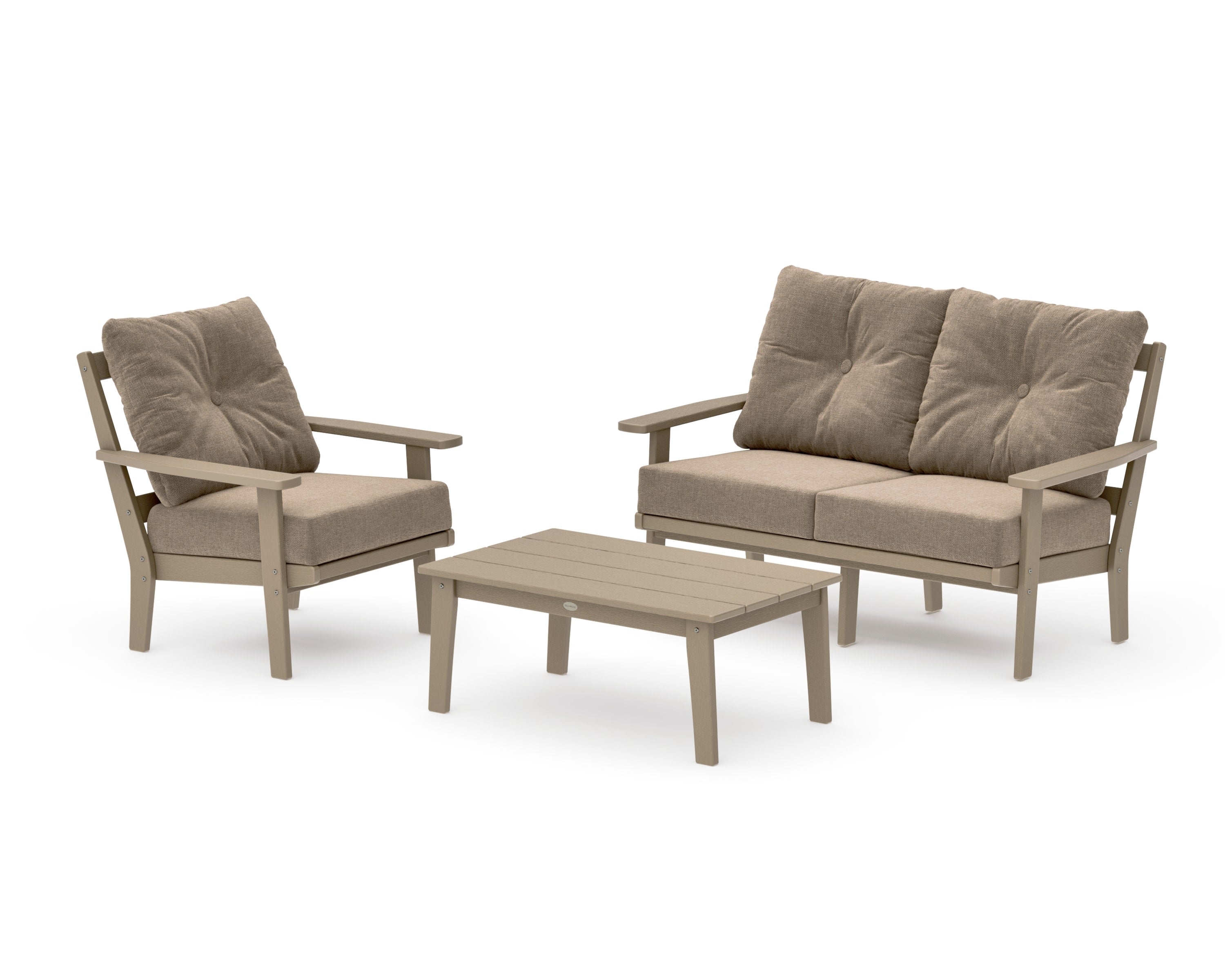 Prairie 3-Piece Deep Seating Set with Loveseat in Vintage Sahara / Spiced Burlap