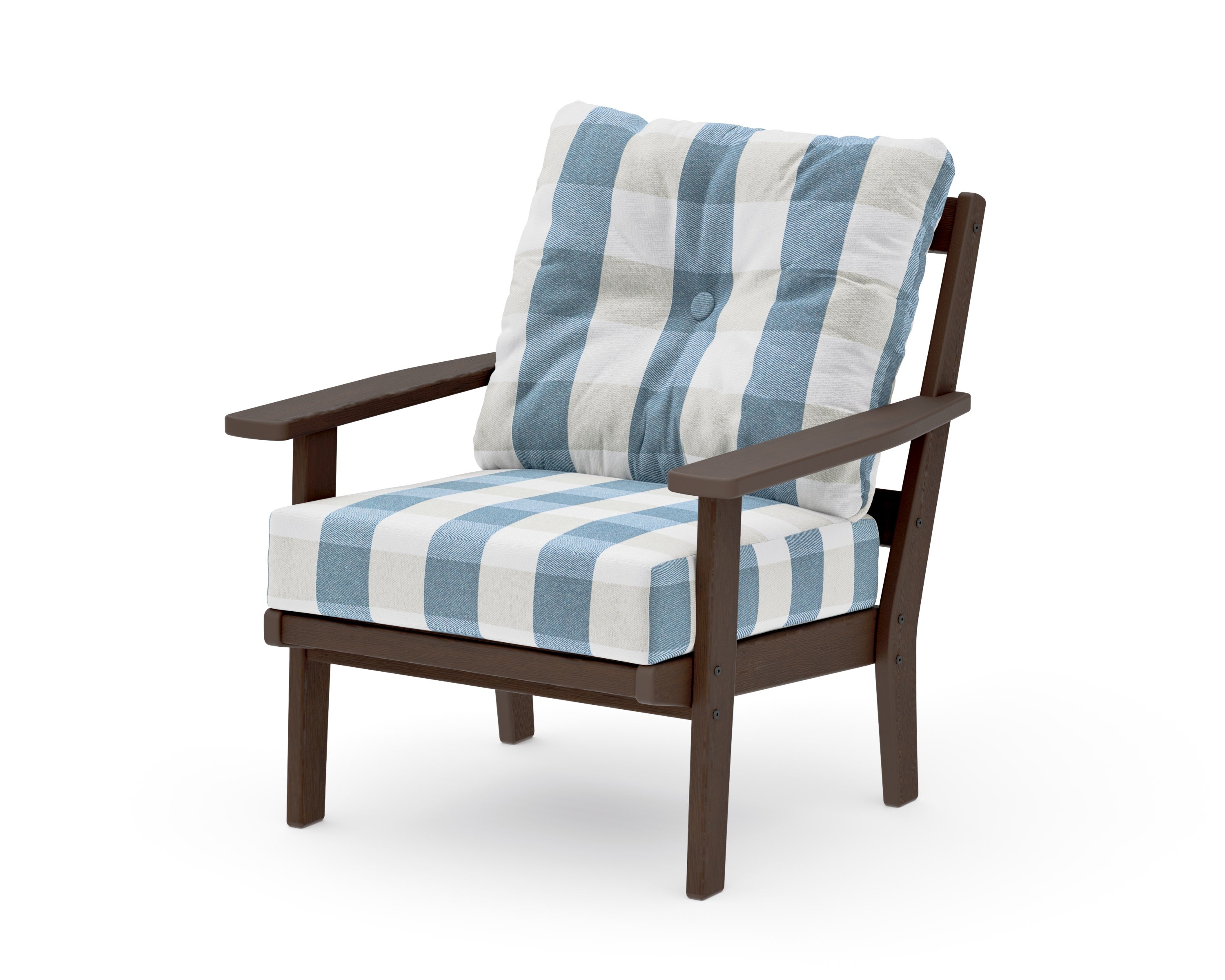 Prairie Deep Seating Chair in Kona / Buffalo Plaid Sky Blue