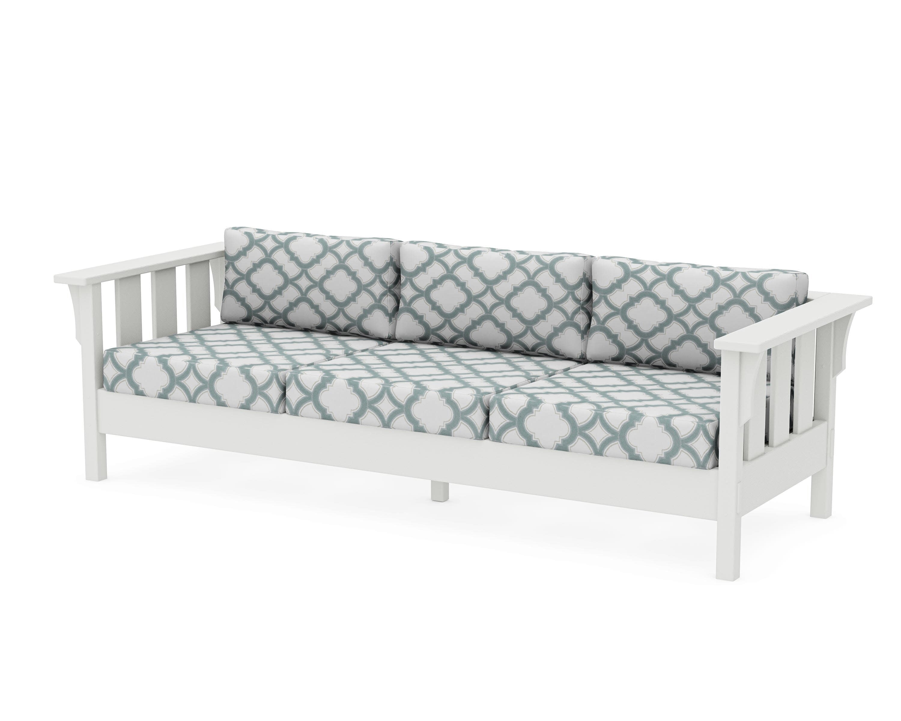 Acadia Deep Seating Sofa in Vintage White / Trellis Glacier Spa