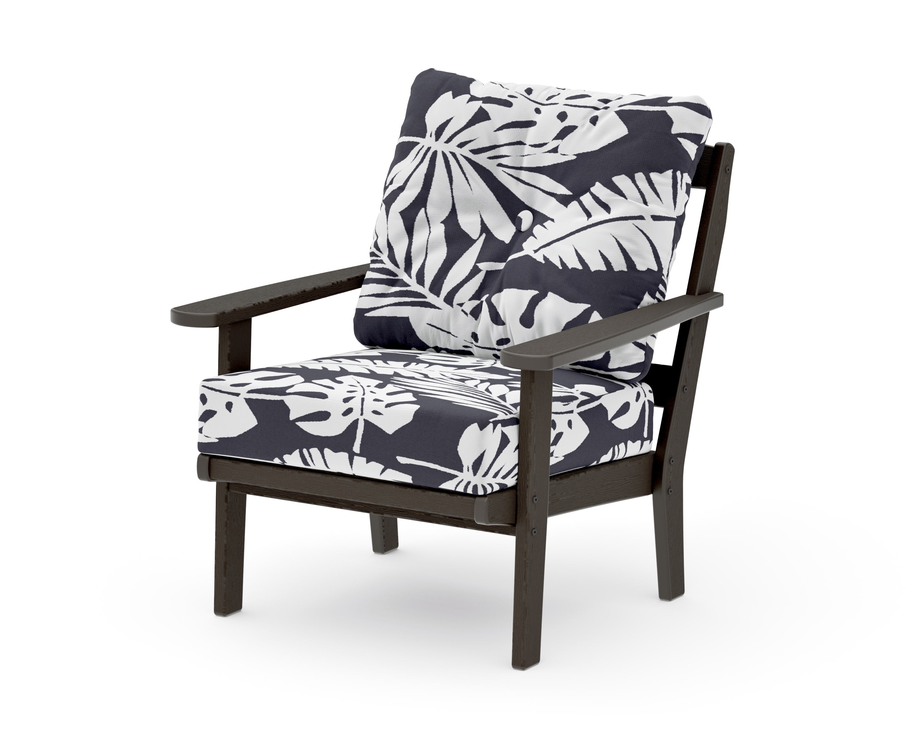 Mission Deep Seating Chair in Vintage Coffee / Leaf Navy