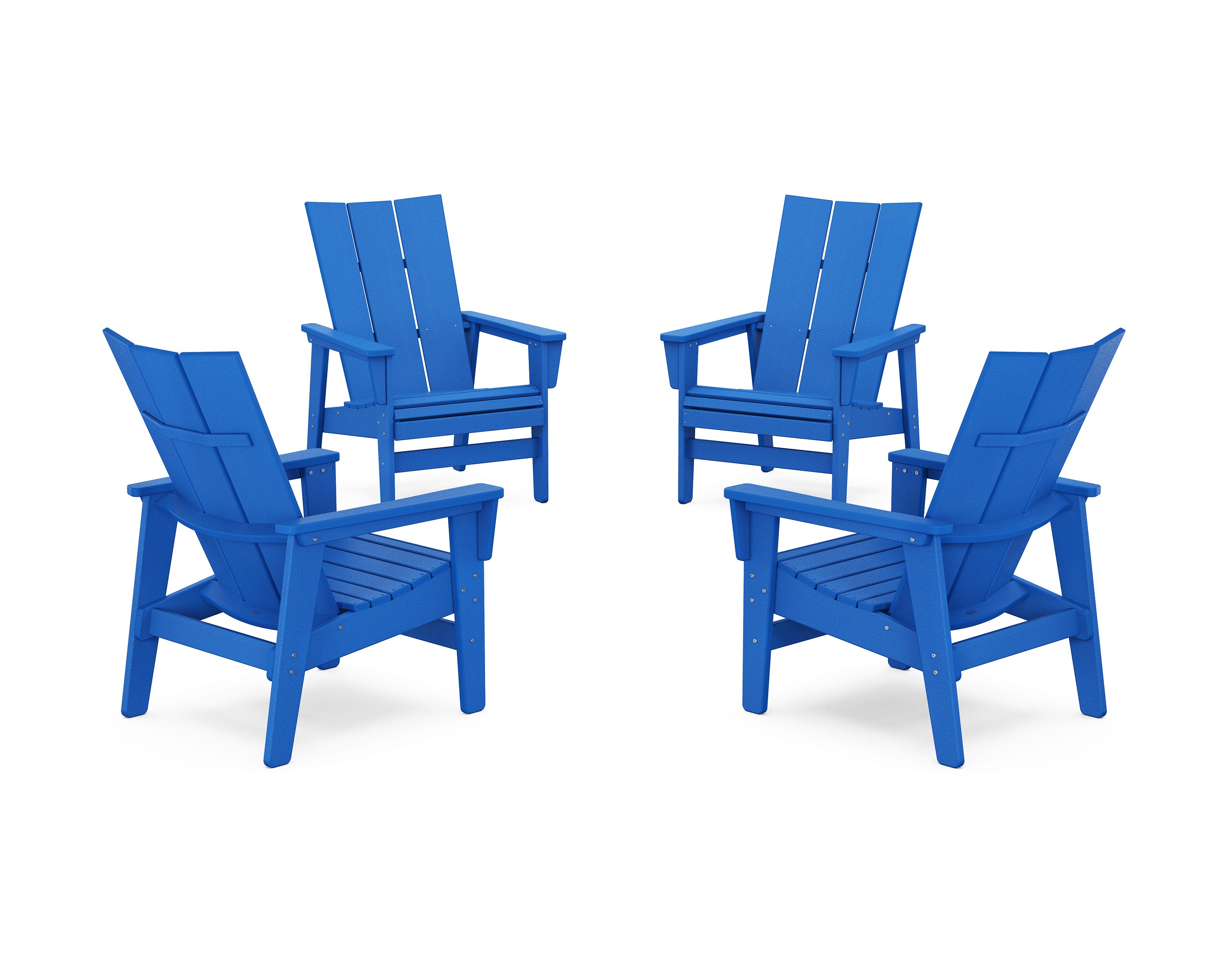 4-Piece Modern Grand Upright Adirondack Chair Conversation Set in Pacific Blue