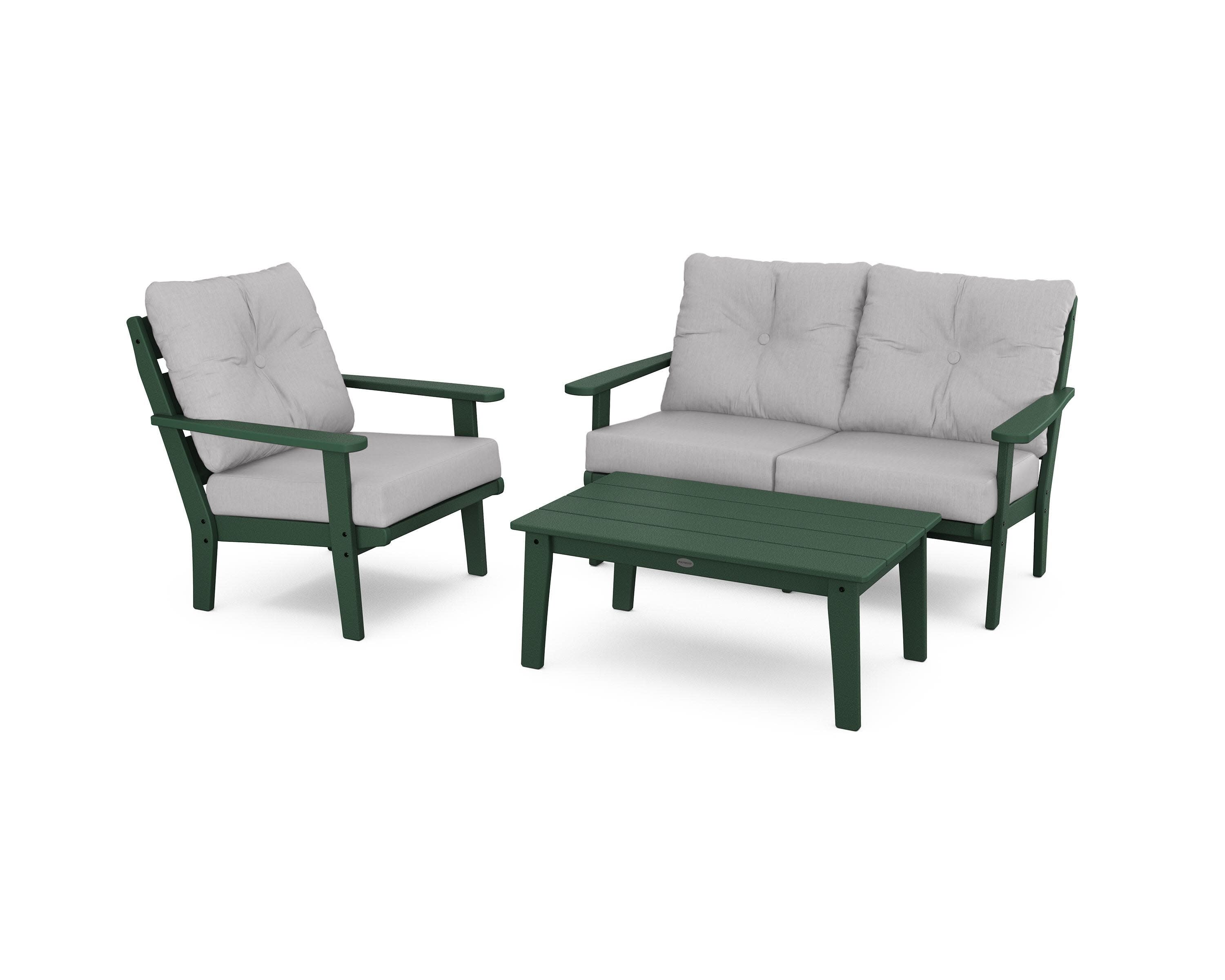 Lakeside 3-Piece Deep Seating Set in Green / Granite