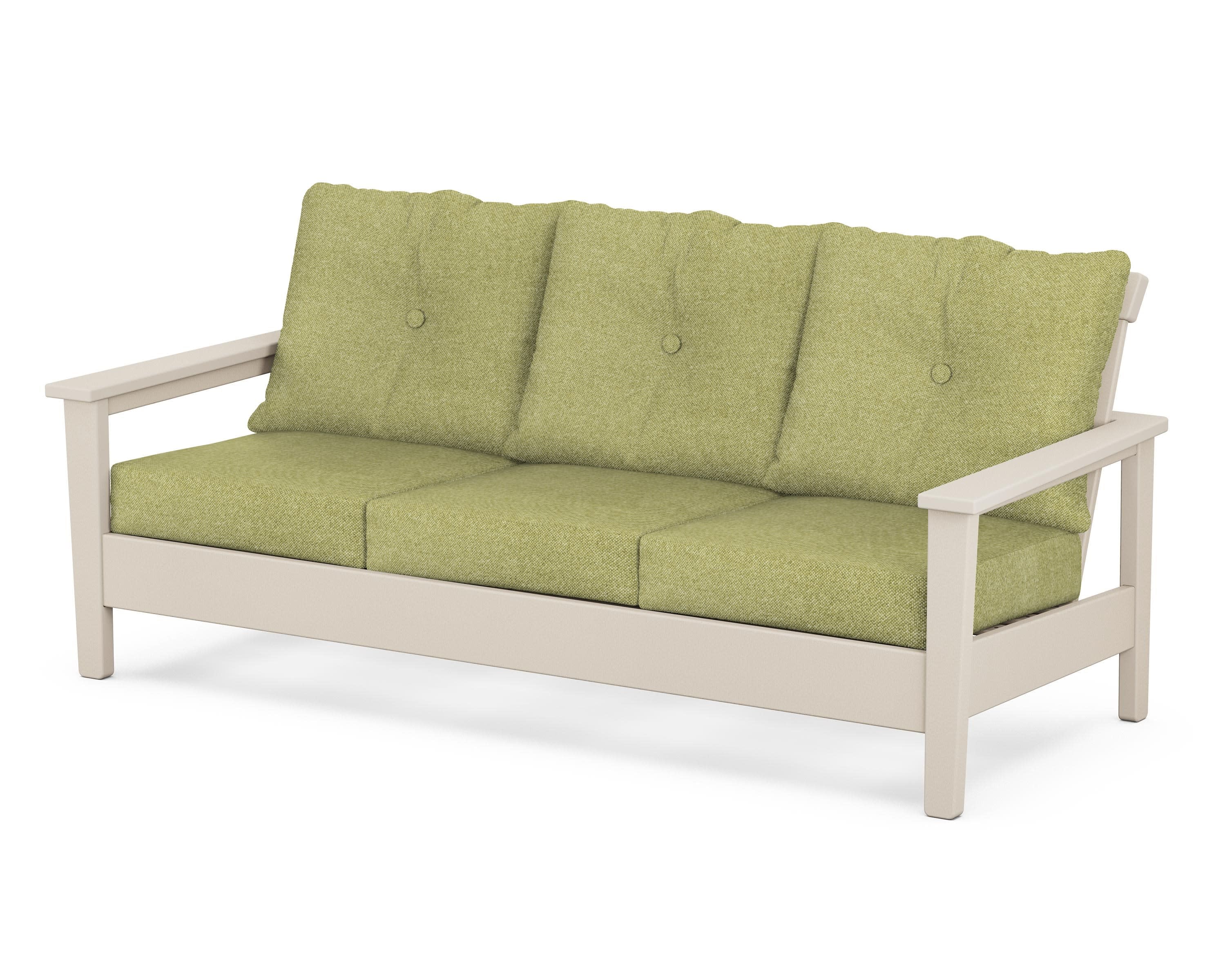 Prescott Deep Seating Sofa in Sand / Chartreuse Boucle