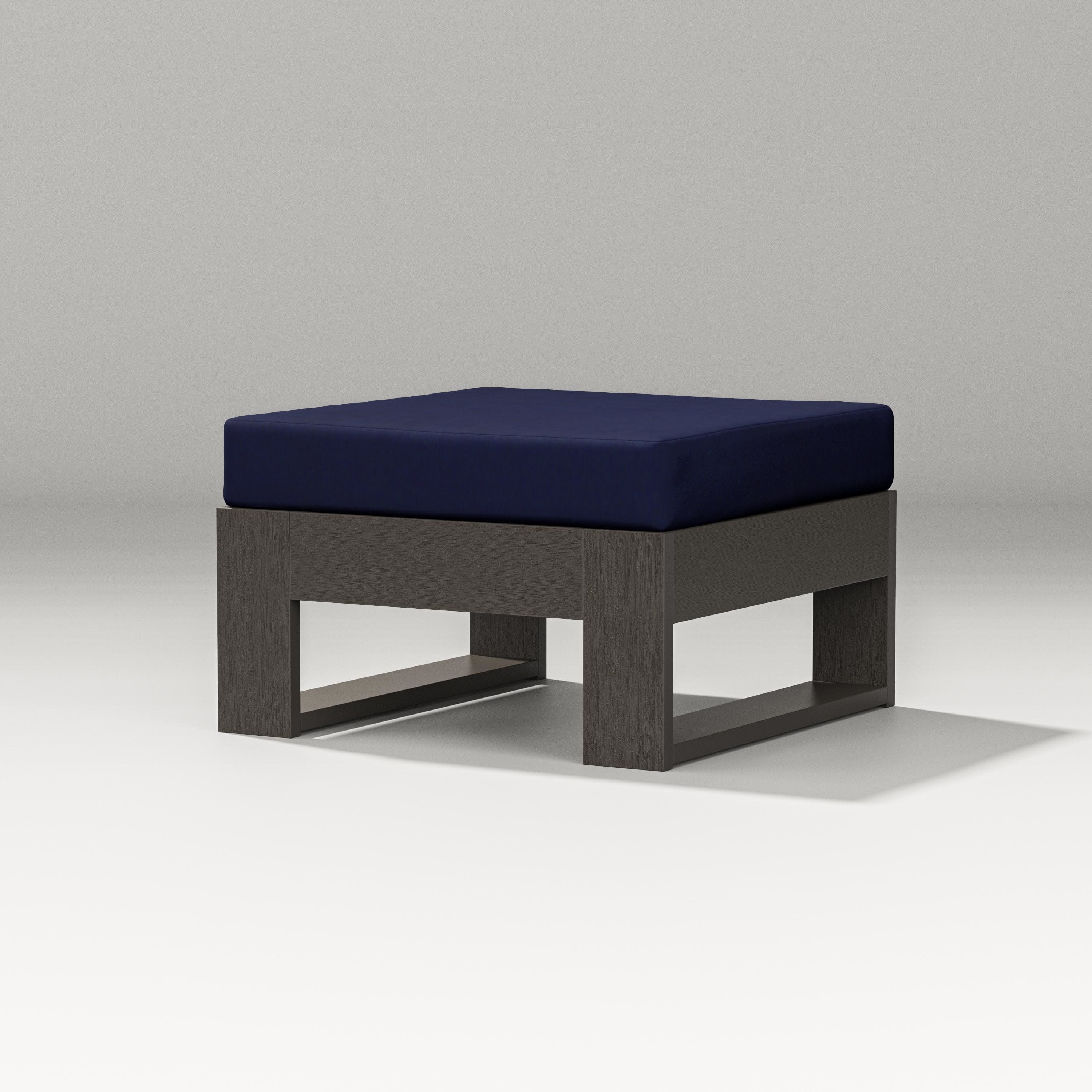 Latitude Lounge Ottoman in Vintage Coffee / Navy