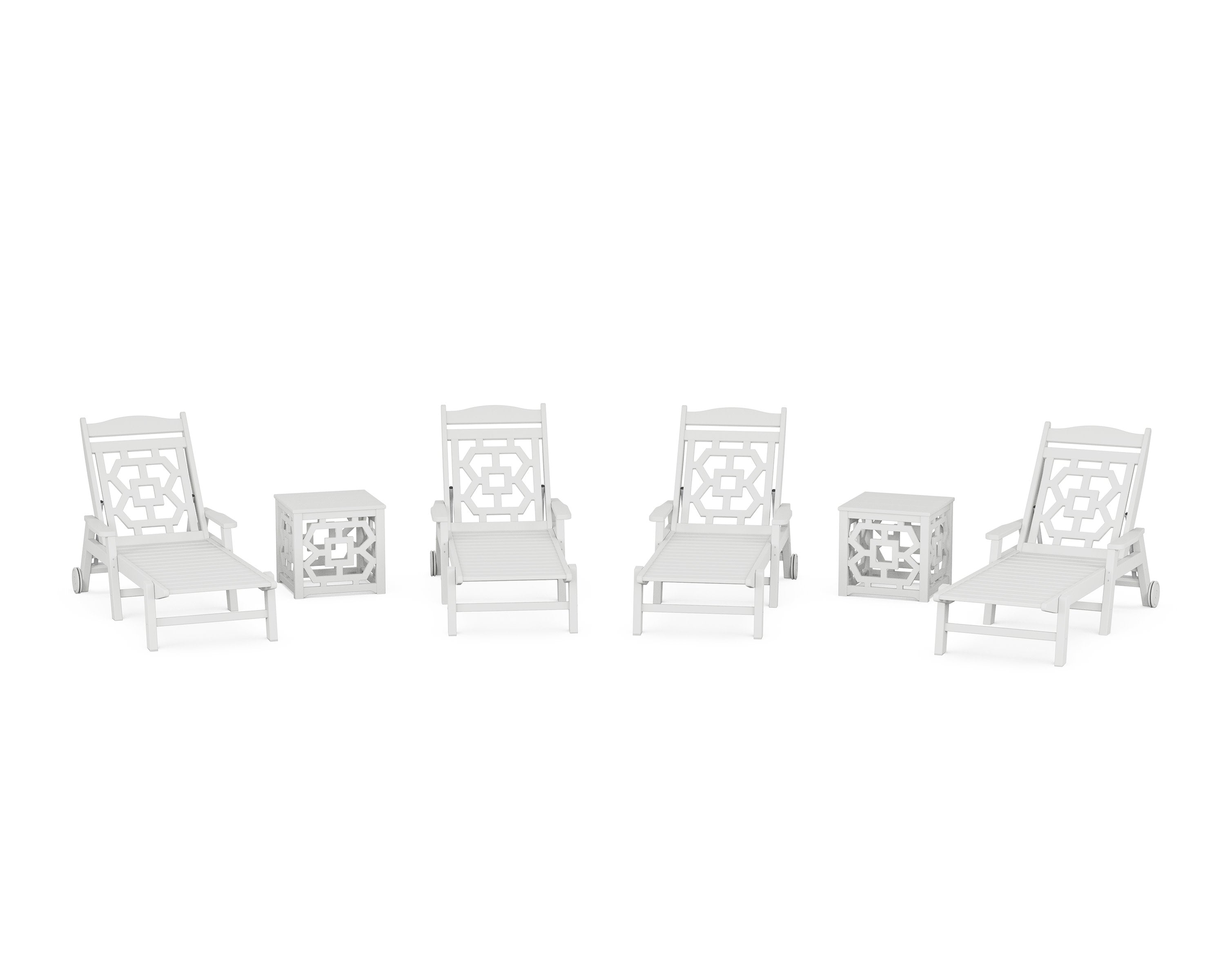 Chinoiserie 6-Piece Chaise Set in White