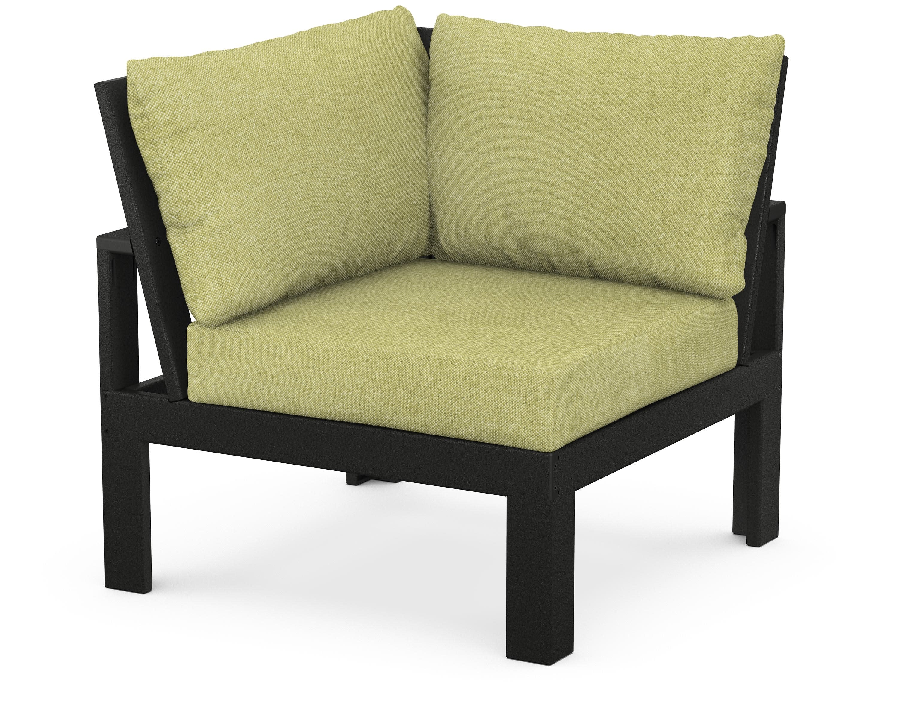 Modular Corner Chair in Black / Chartreuse Boucle
