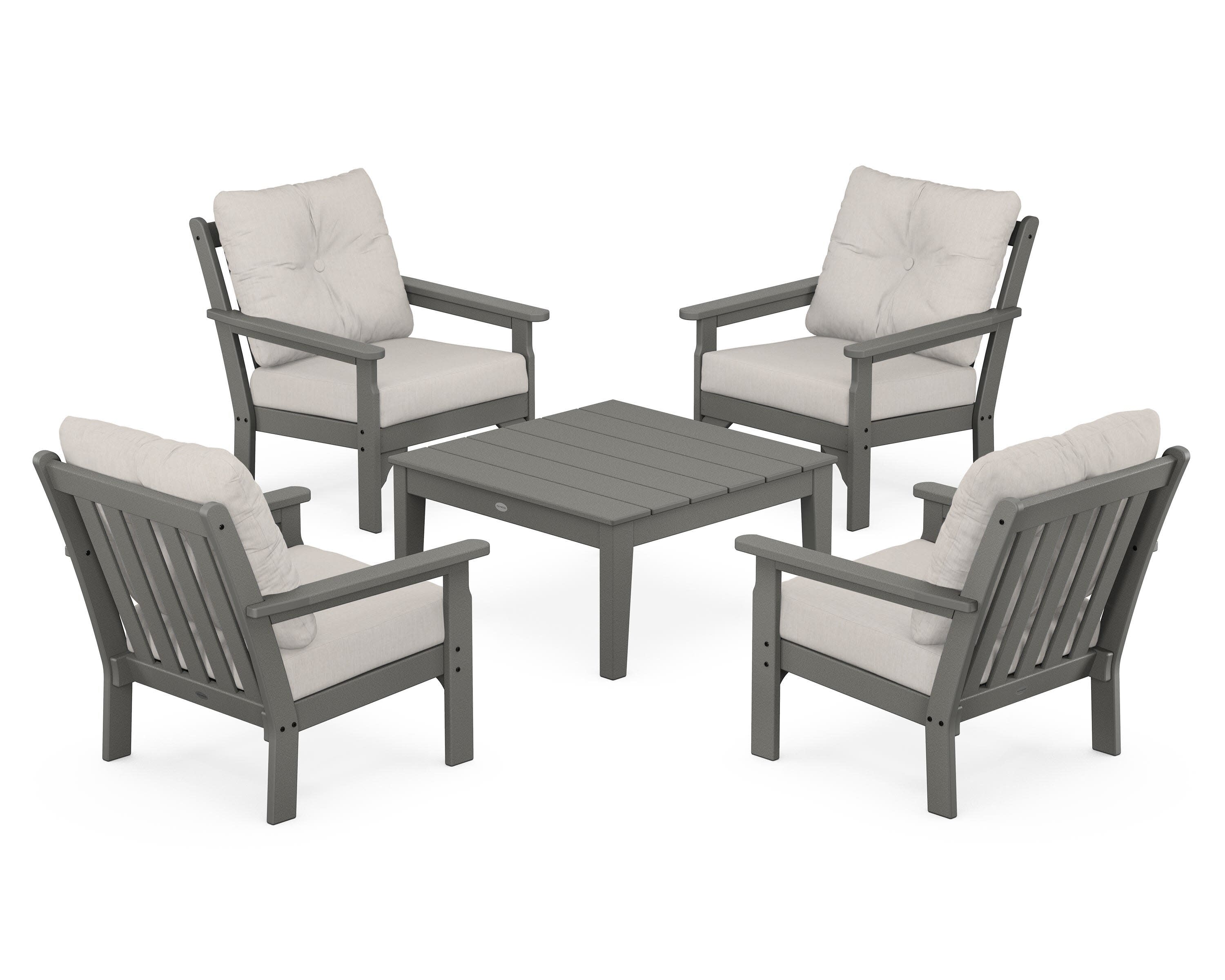 Vineyard 5-Piece Deep Seating Conversation Set in Slate Grey / Cast Ash