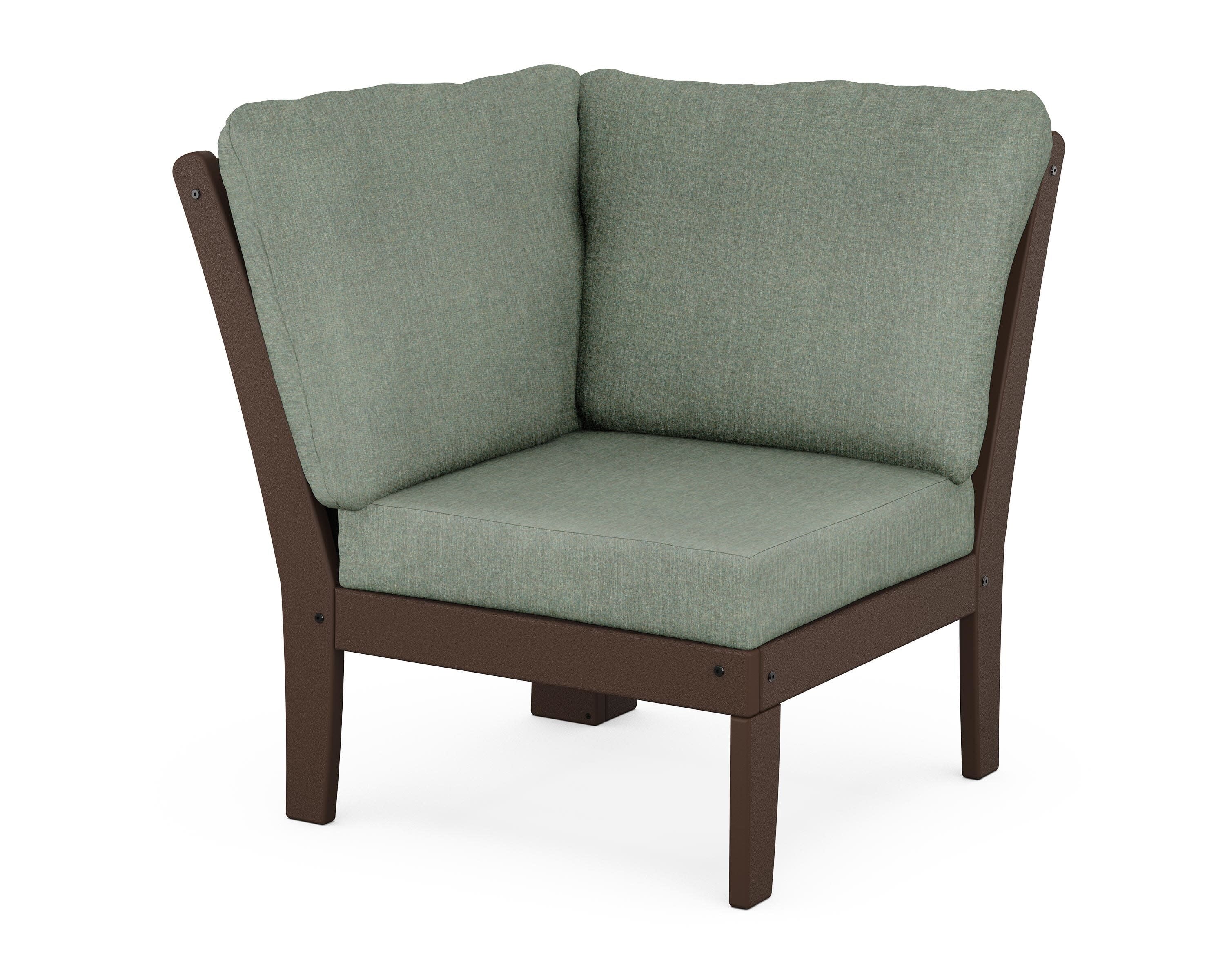Braxton Modular Corner Chair in Mahogany / Cast Sage
