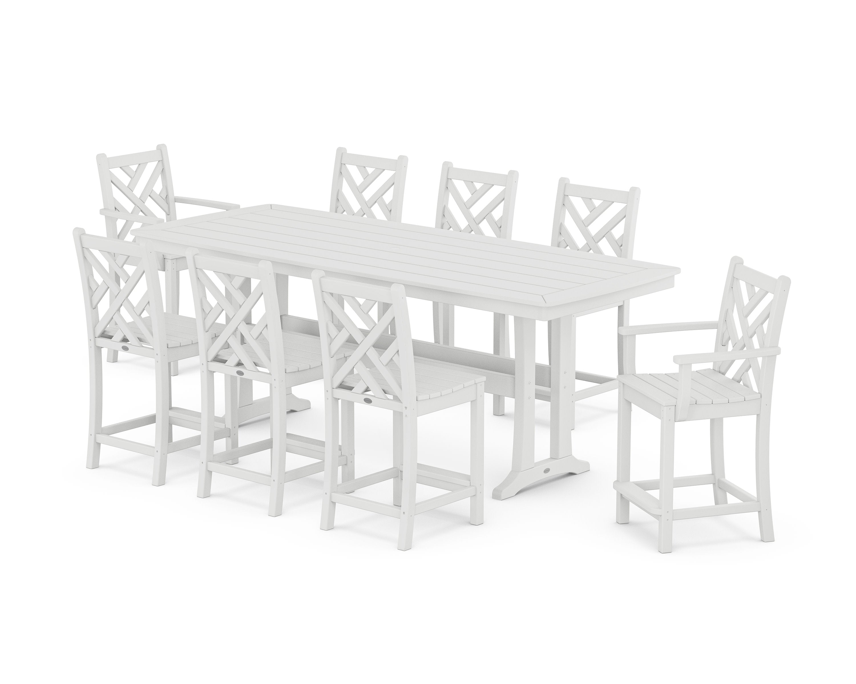 Chippendale 9-Piece Counter Set with Trestle Legs in White