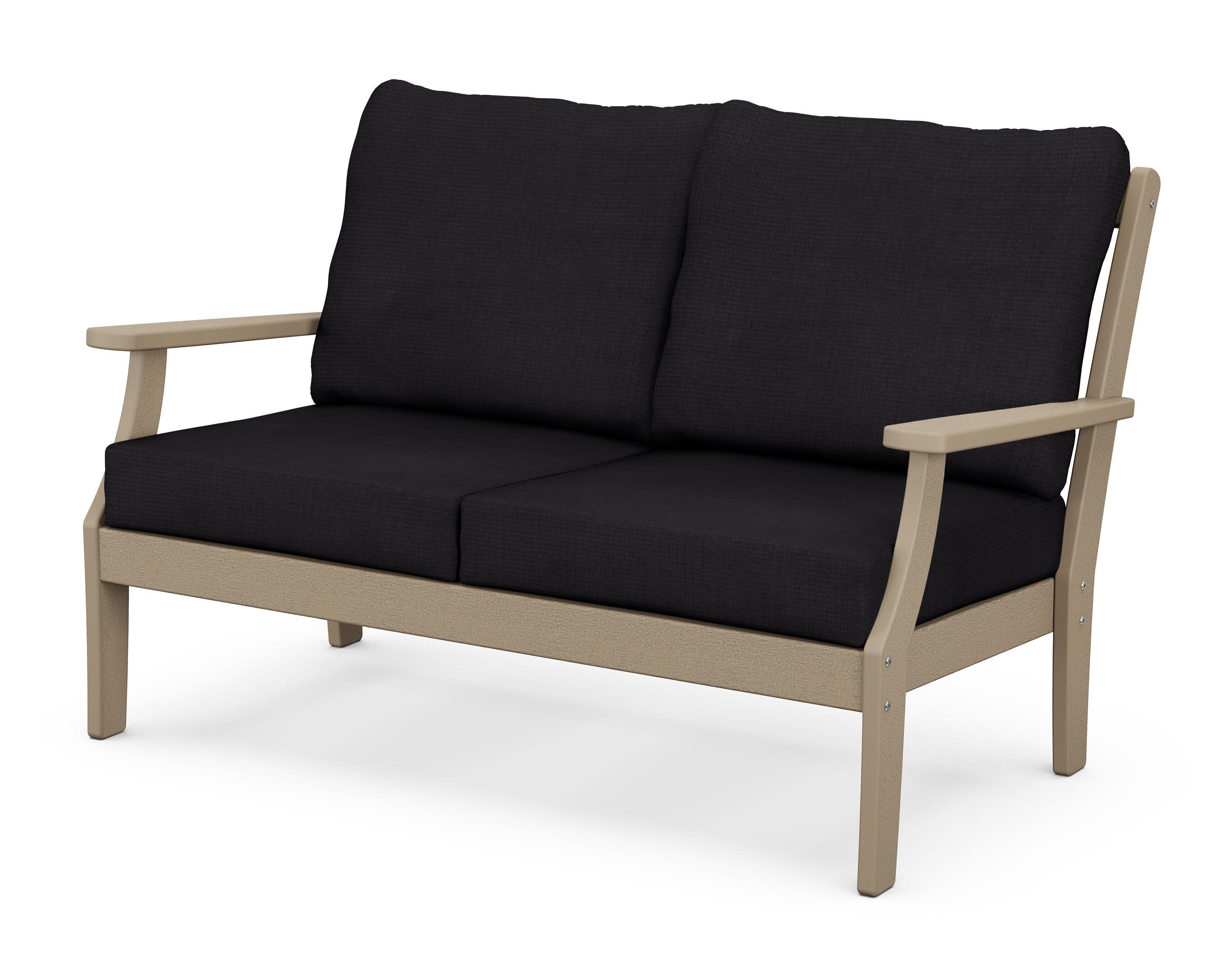 Braxton Deep Seating Loveseat in Vintage Sahara / Midnight Linen