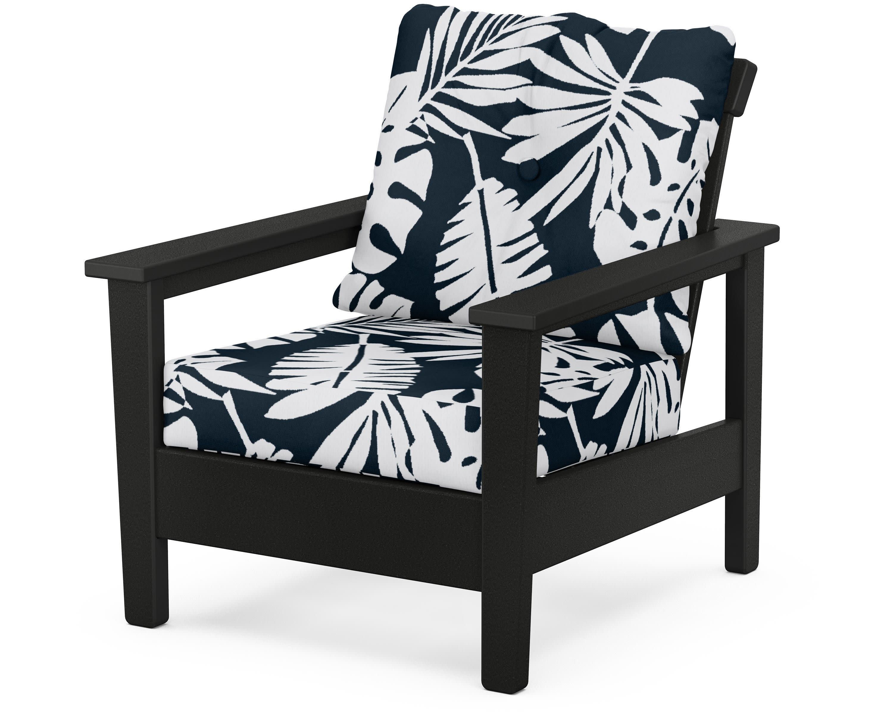 Prescott Deep Seating Chair in Black / Leaf Marine Indigo
