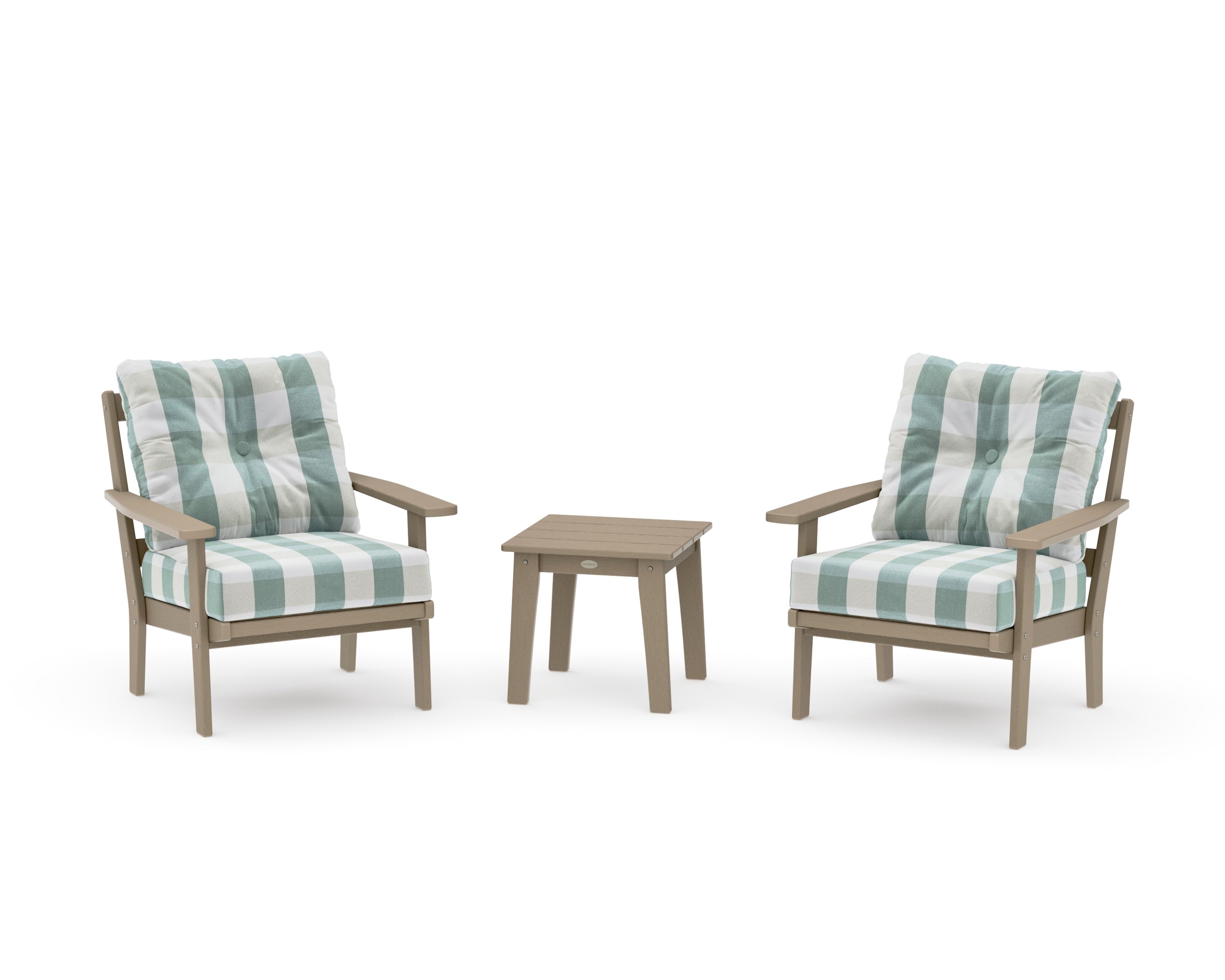 Prairie 3-Piece Deep Seating Set in Vintage Sahara / Buffalo Plaid Glacier Spa