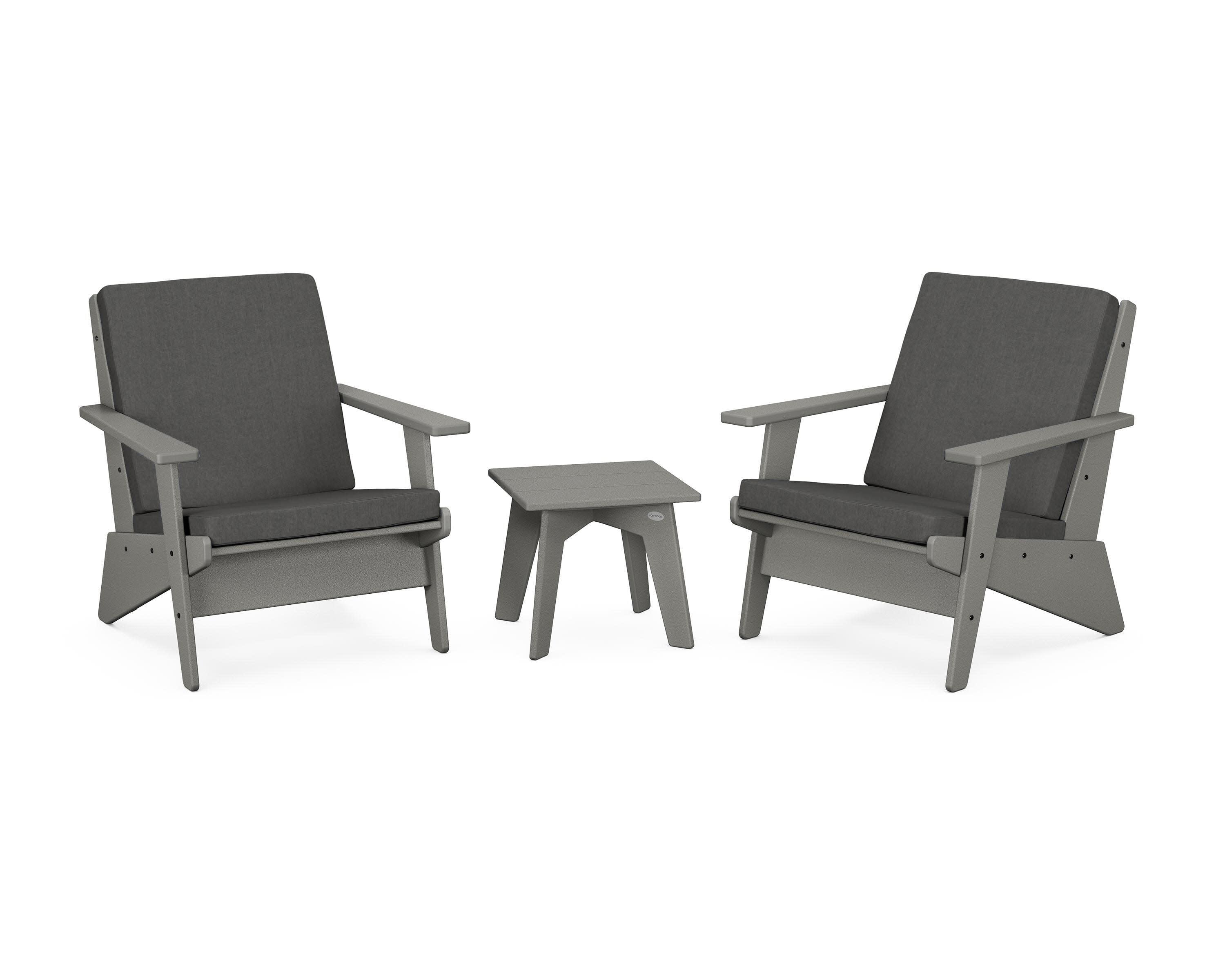 Riviera Modern Lounge 3-Piece Set in Slate Grey / Spectrum Carbon