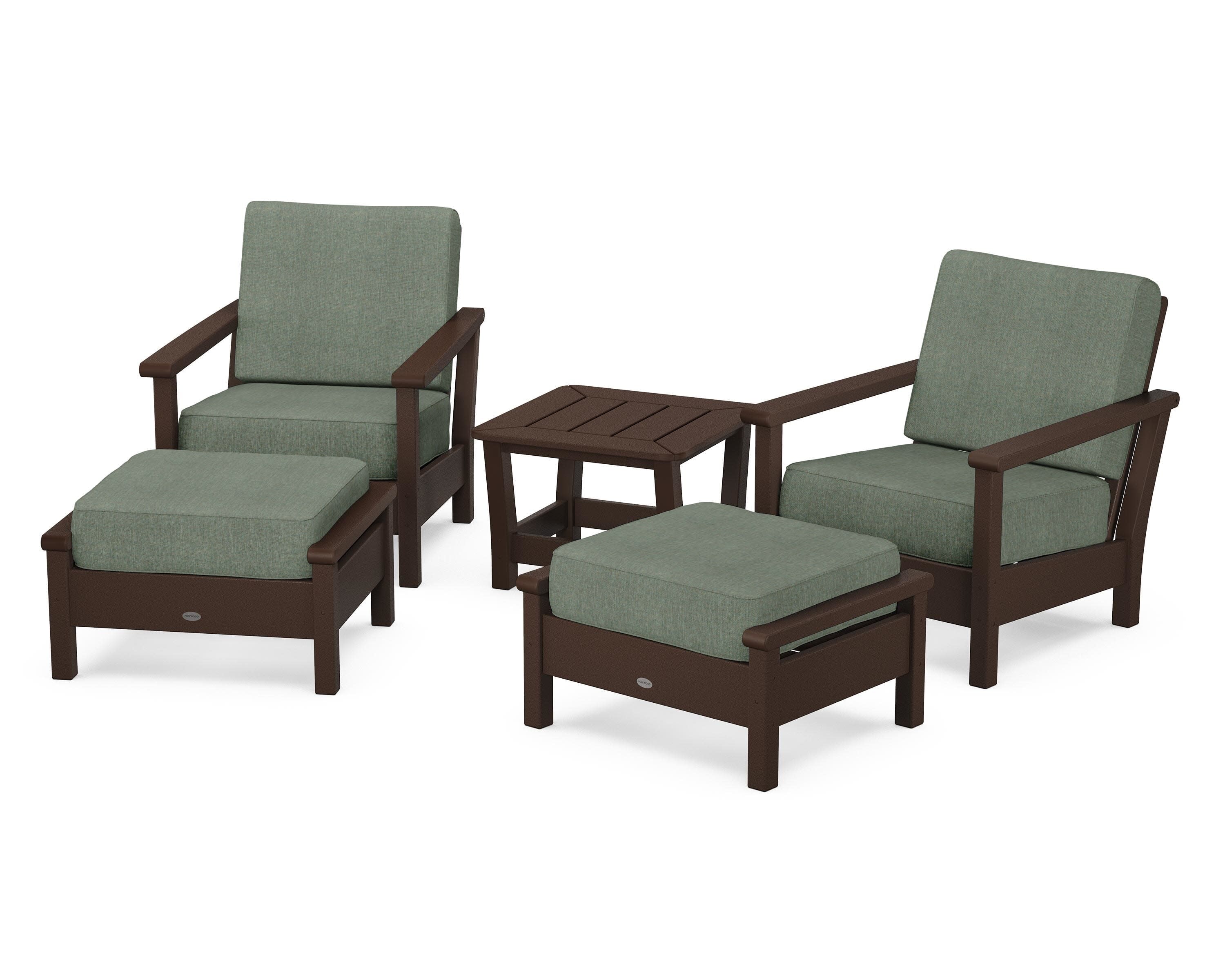 Harbour 5-Piece Deep Seating Chair Set in Mahogany / Cast Sage