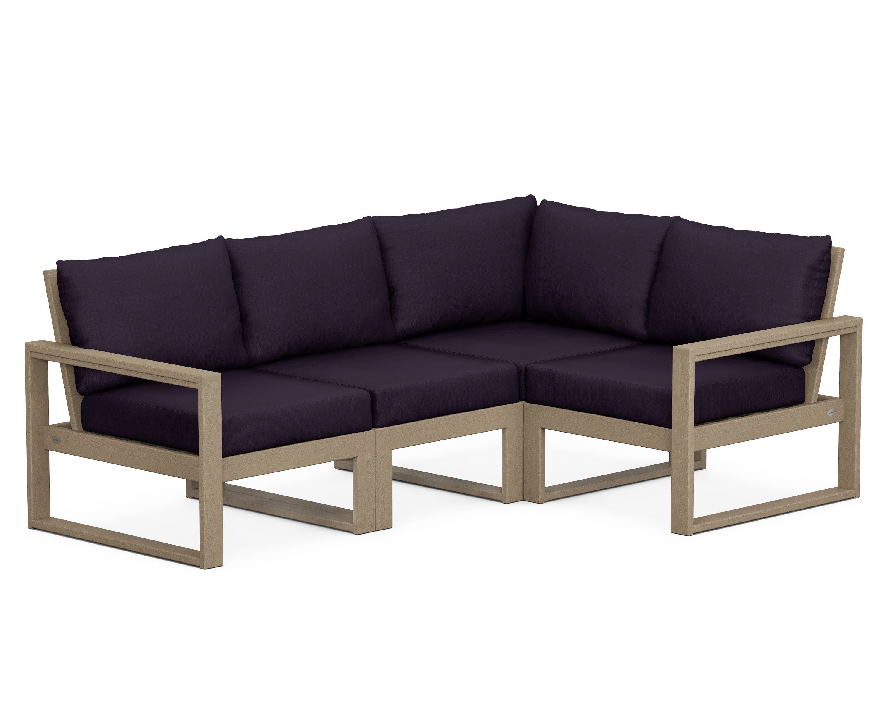 EDGE 4-Piece Modular Deep Seating Set in Vintage Sahara / Navy Linen