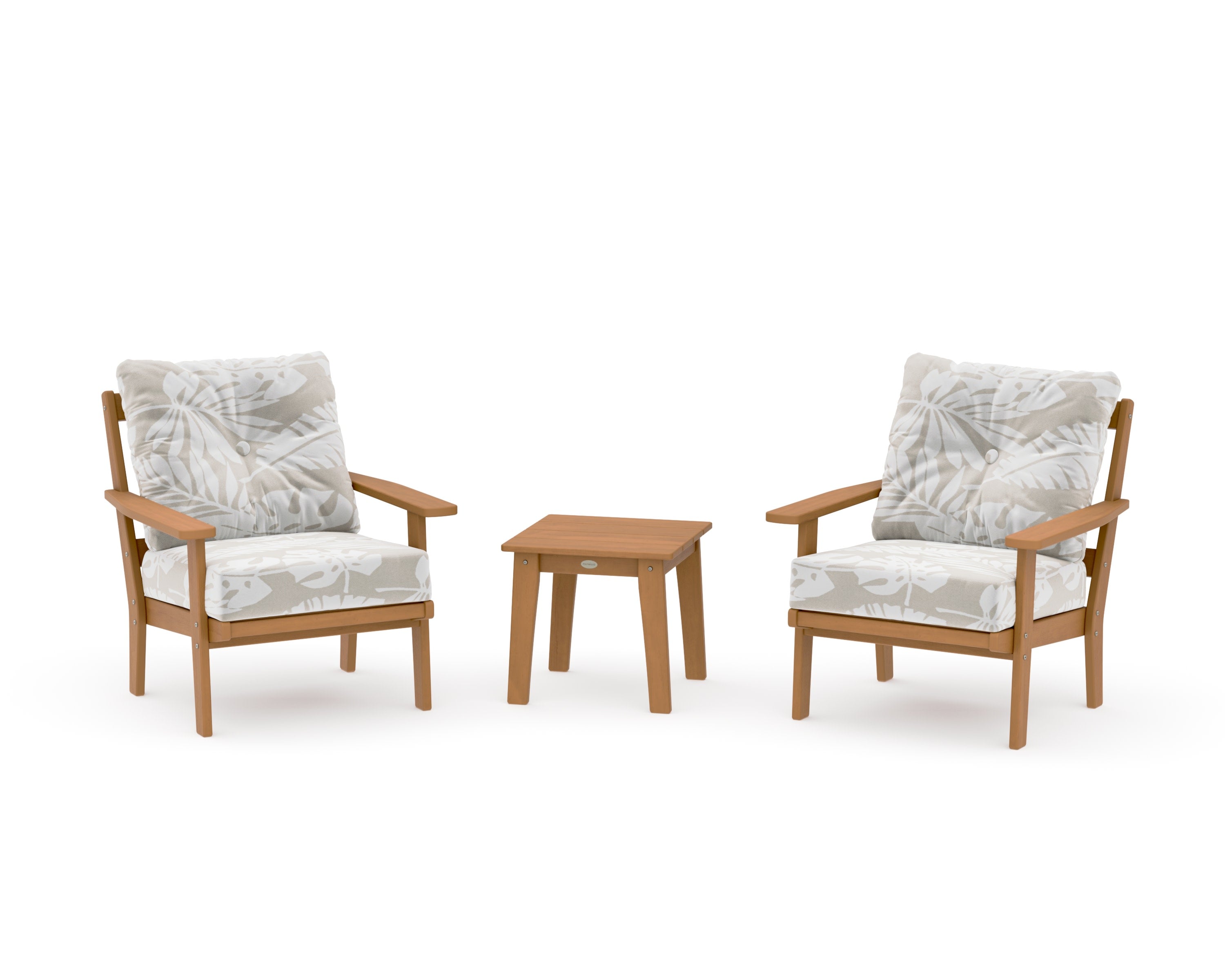 Prairie 3-Piece Deep Seating Set in Natural / Leaf Dune Burlap