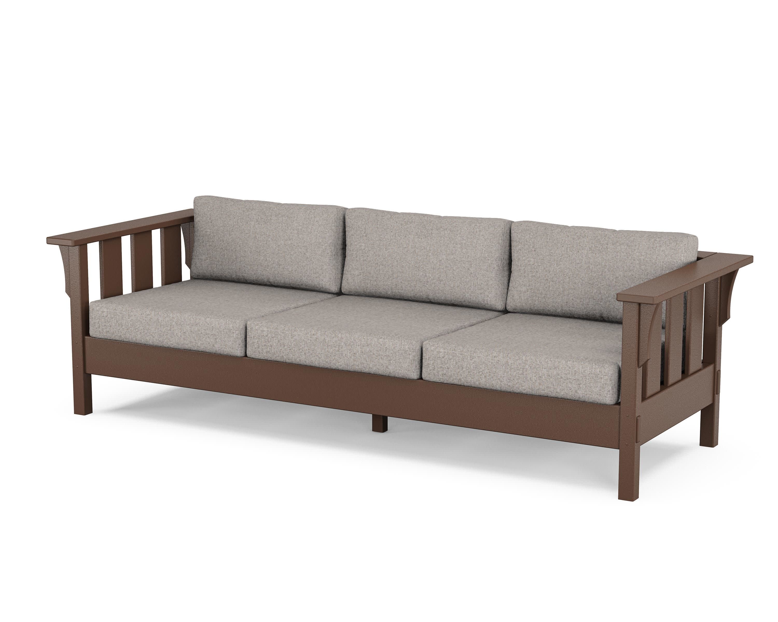Acadia Deep Seating Sofa in Mahogany / Weathered Tweed