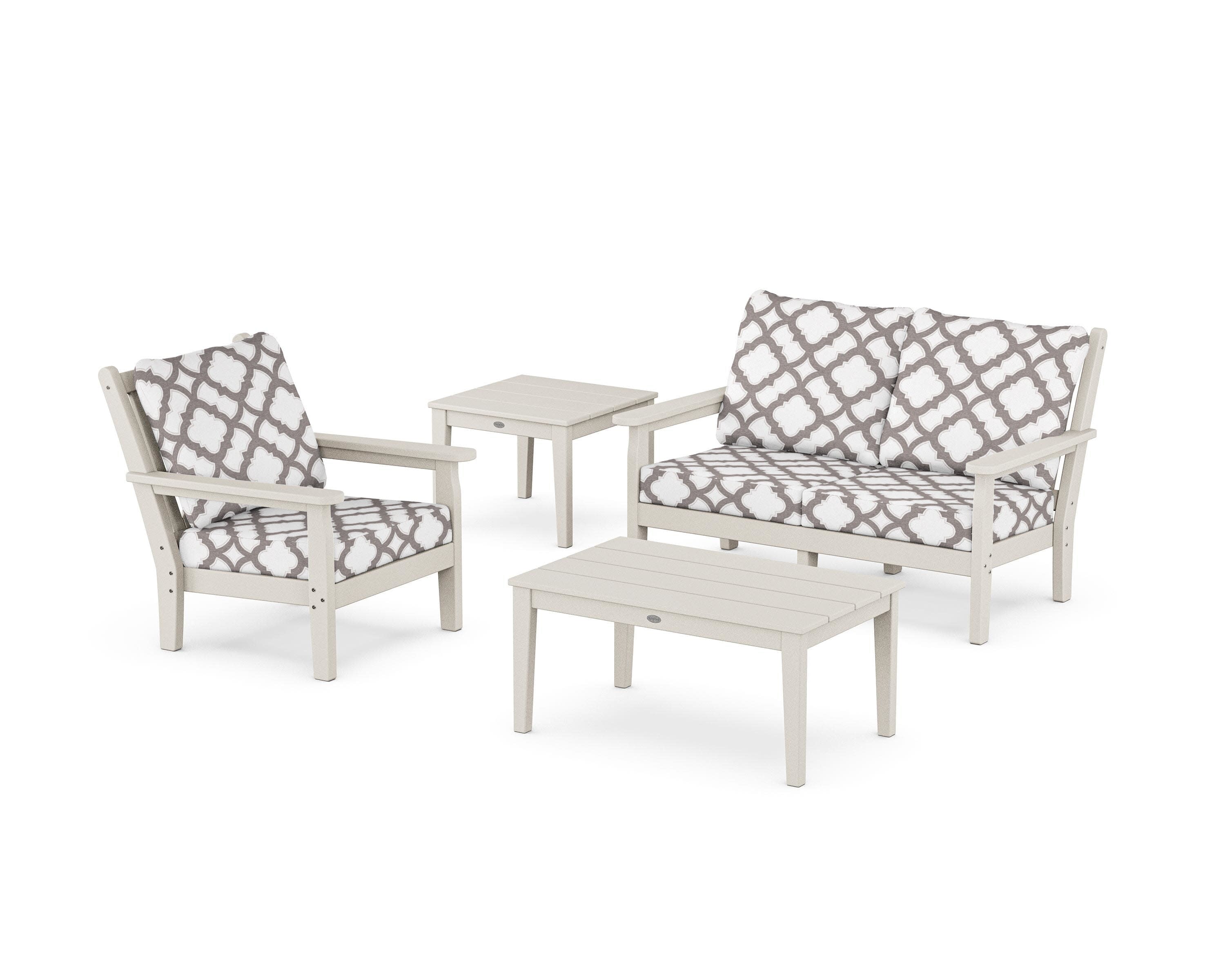 Chippendale 4-Piece Deep Seating Set in Sand / Trellis Grey Mist
